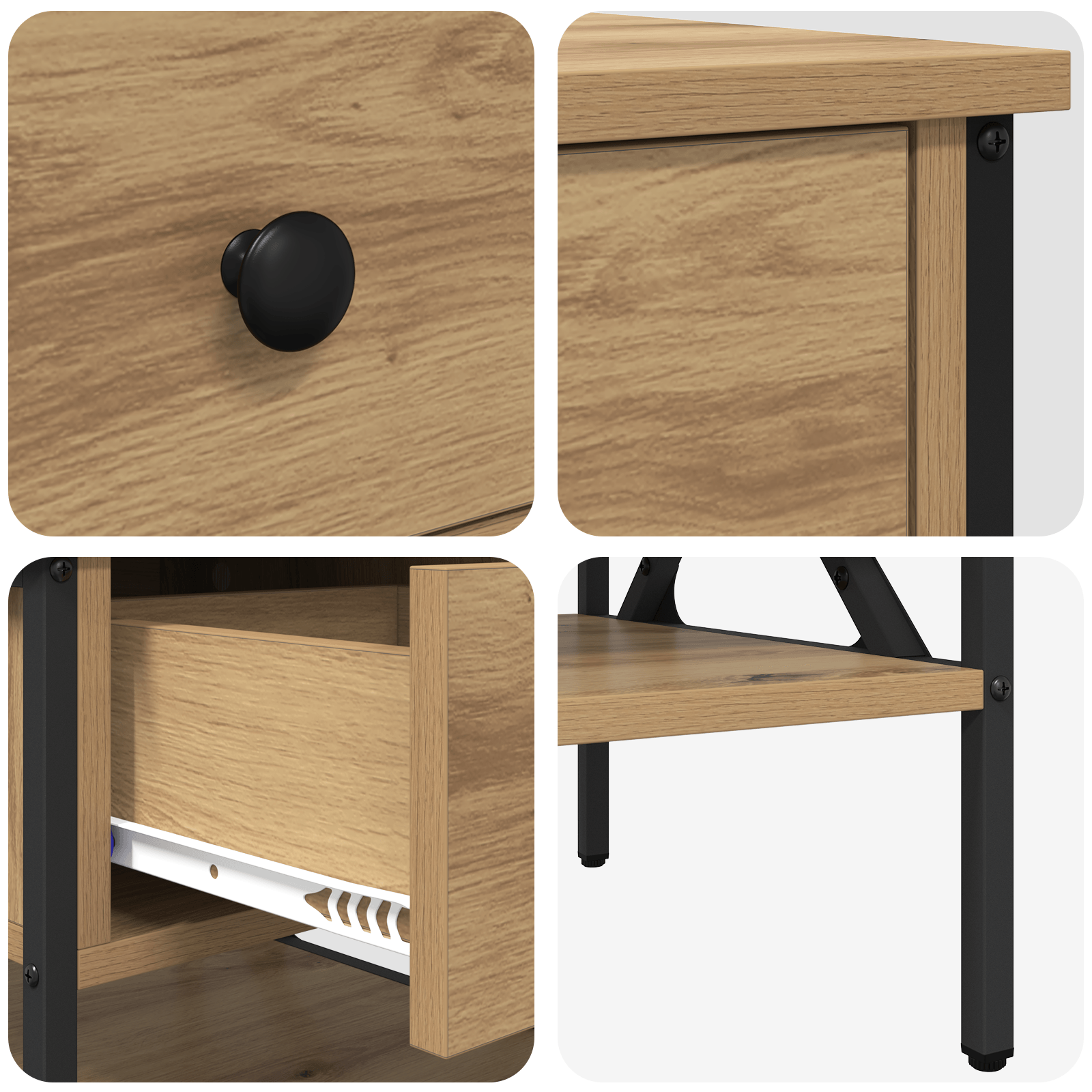 Noptiere 2 bucati Stejar Artizan 40x42x45 cm Lemn Laminat — imaginea 10