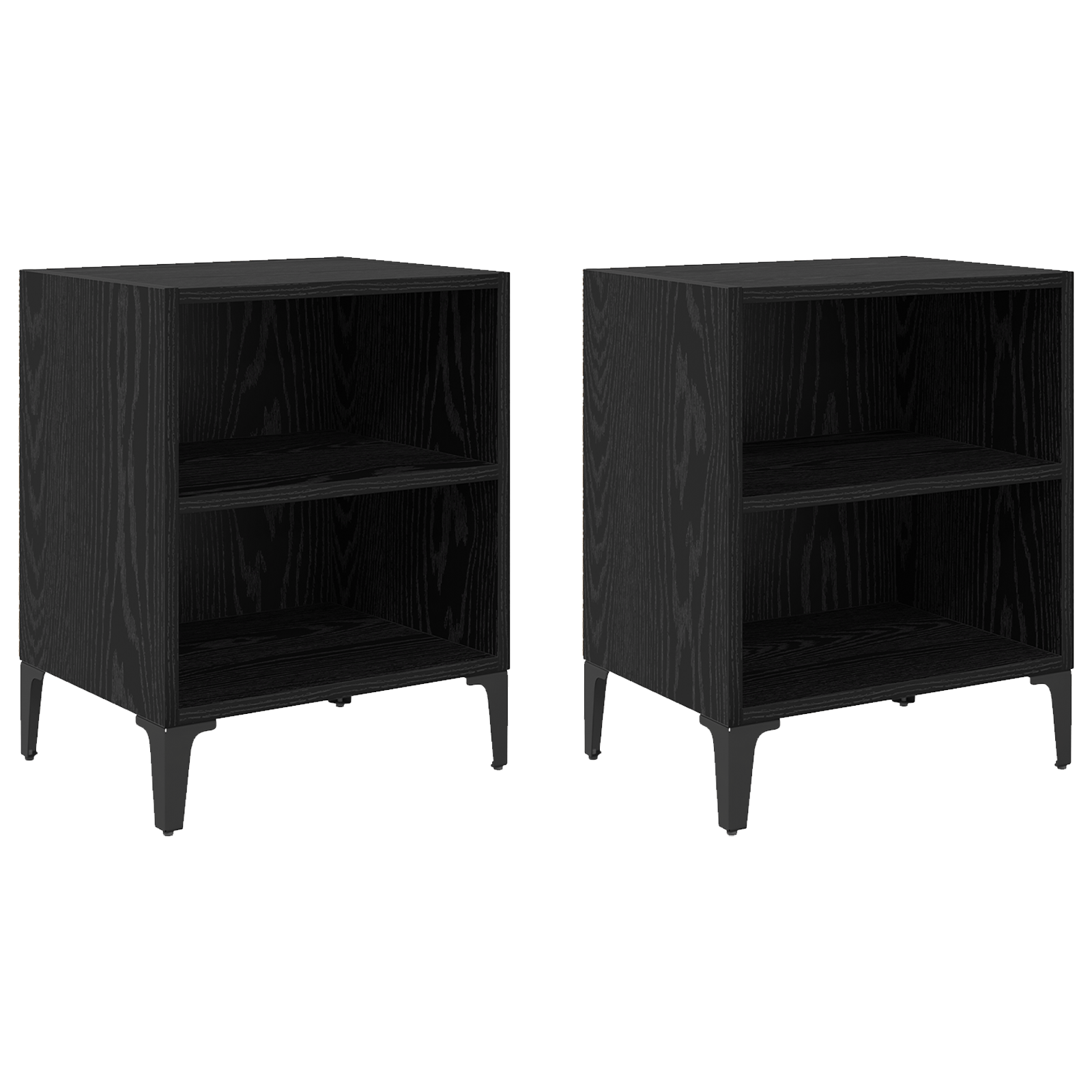 Noptiere 2 piese Stejar Negru 40x30x50 cm Lemn Ingineresc — imaginea 2
