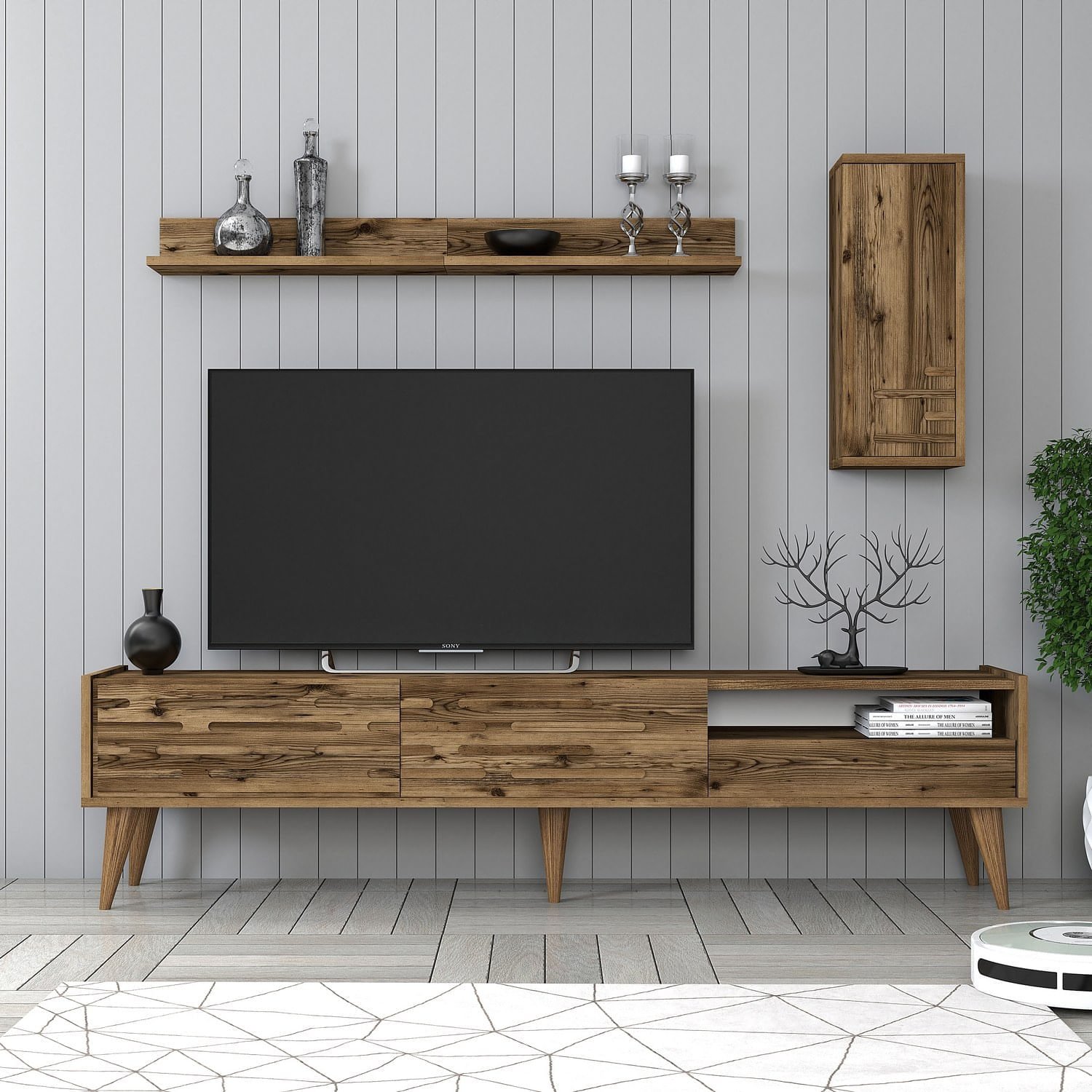 Comoda tv, Hanah Home, pal melaminat, nuc, 180x45x35 cm, 845HCT5345 — imaginea 2