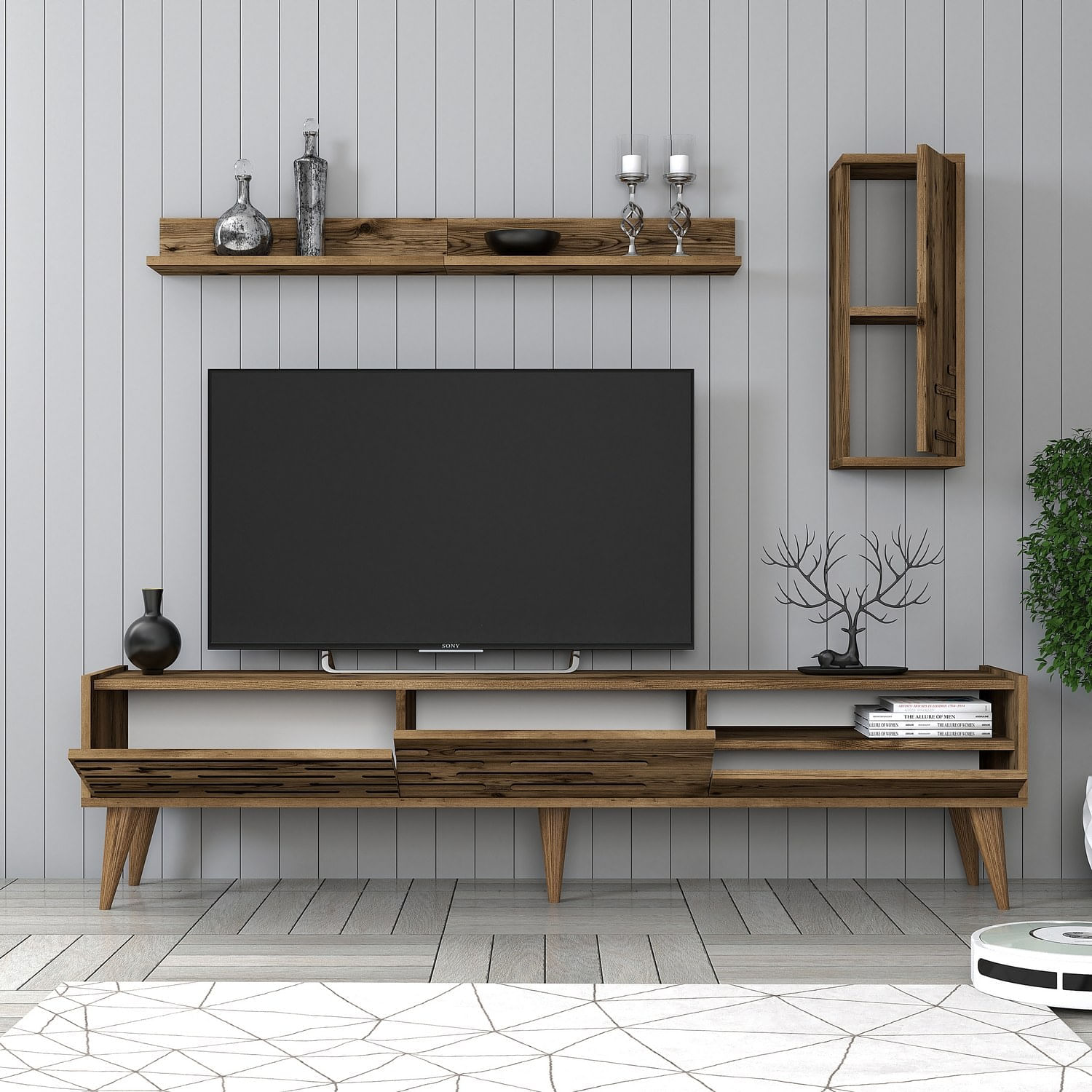 Comoda tv, Hanah Home, pal melaminat, nuc, 180x45x35 cm, 845HCT5345 — imaginea 3