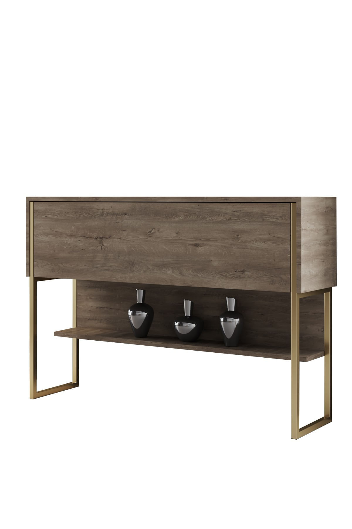 Comoda, Hanah Home, pal melaminat, auriu si nuc, 120x80x30 cm — imaginea 3
