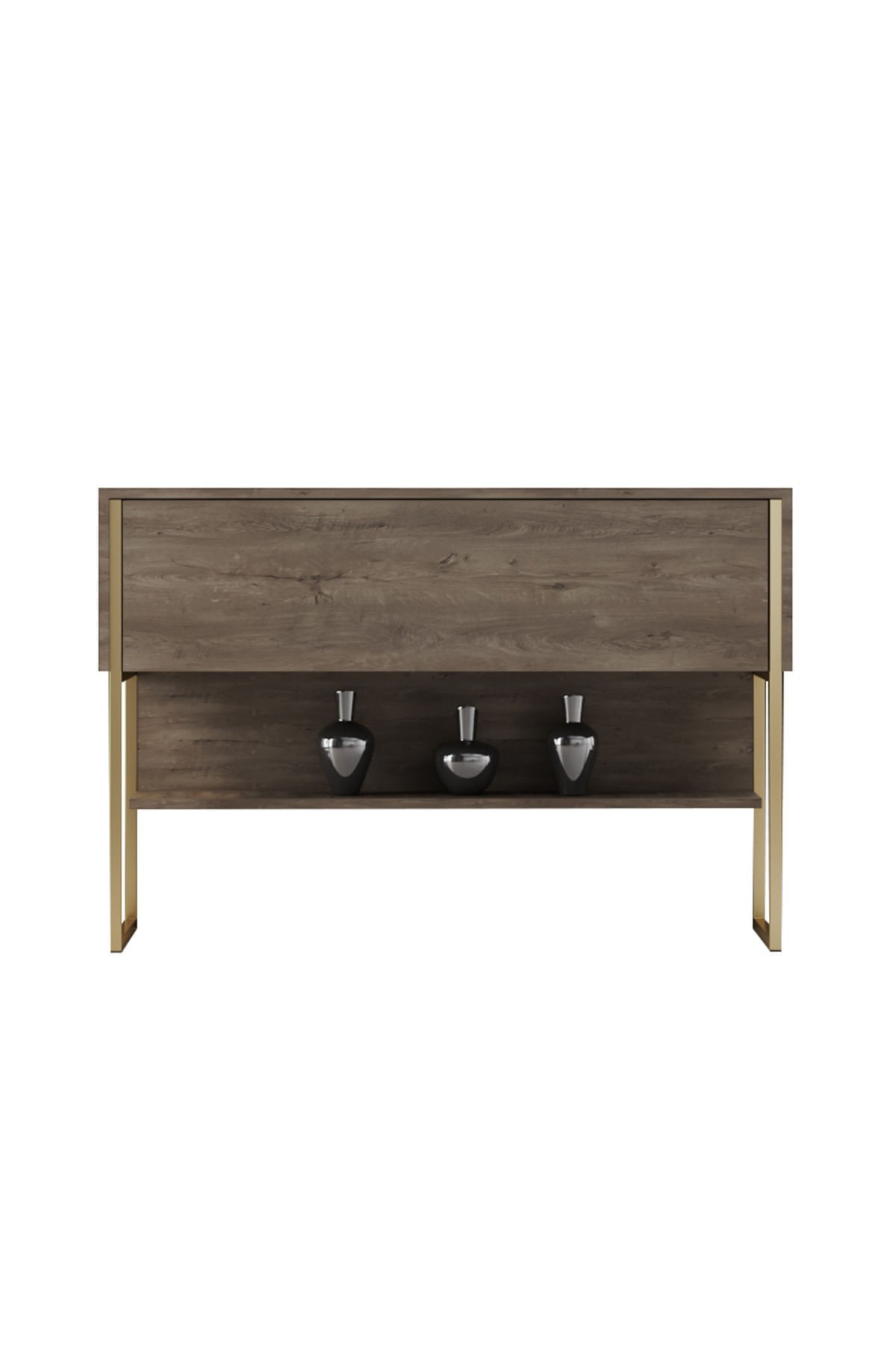 Comoda, Hanah Home, pal melaminat, auriu si nuc, 120x80x30 cm — imaginea 4