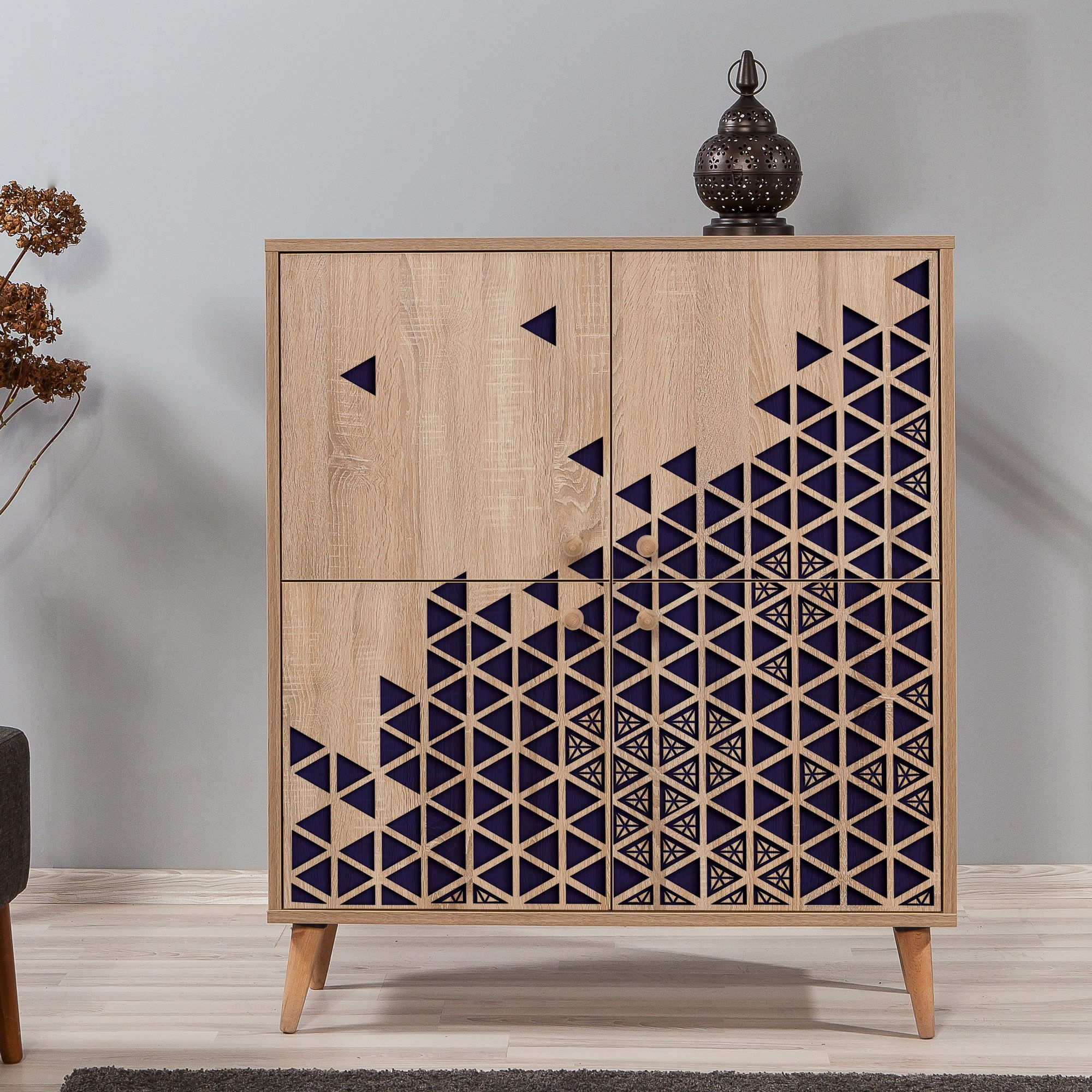 Comoda, Hanah Home, pal melaminat, stejar sonoma, 95x36x111 cm — imaginea 3