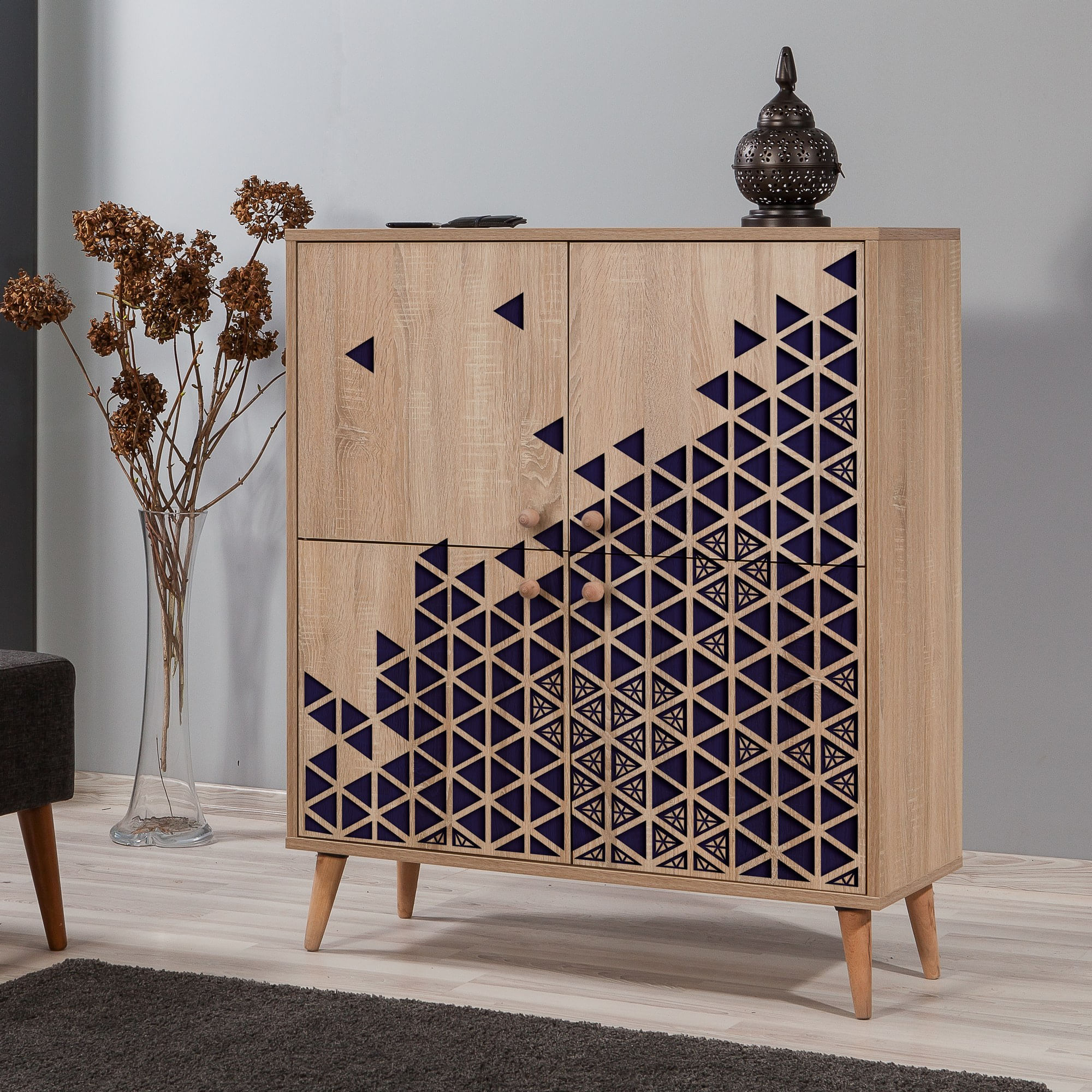 Comoda, Hanah Home, pal melaminat, stejar sonoma, 95x36x111 cm — imaginea 4
