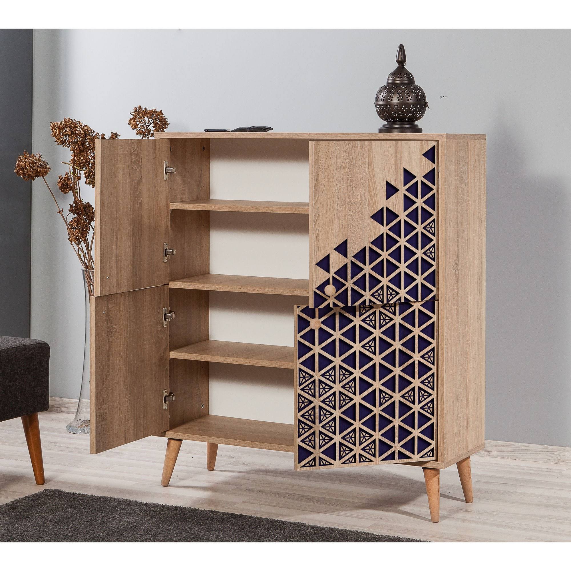 Comoda, Hanah Home, pal melaminat, stejar sonoma, 95x36x111 cm — imaginea 5
