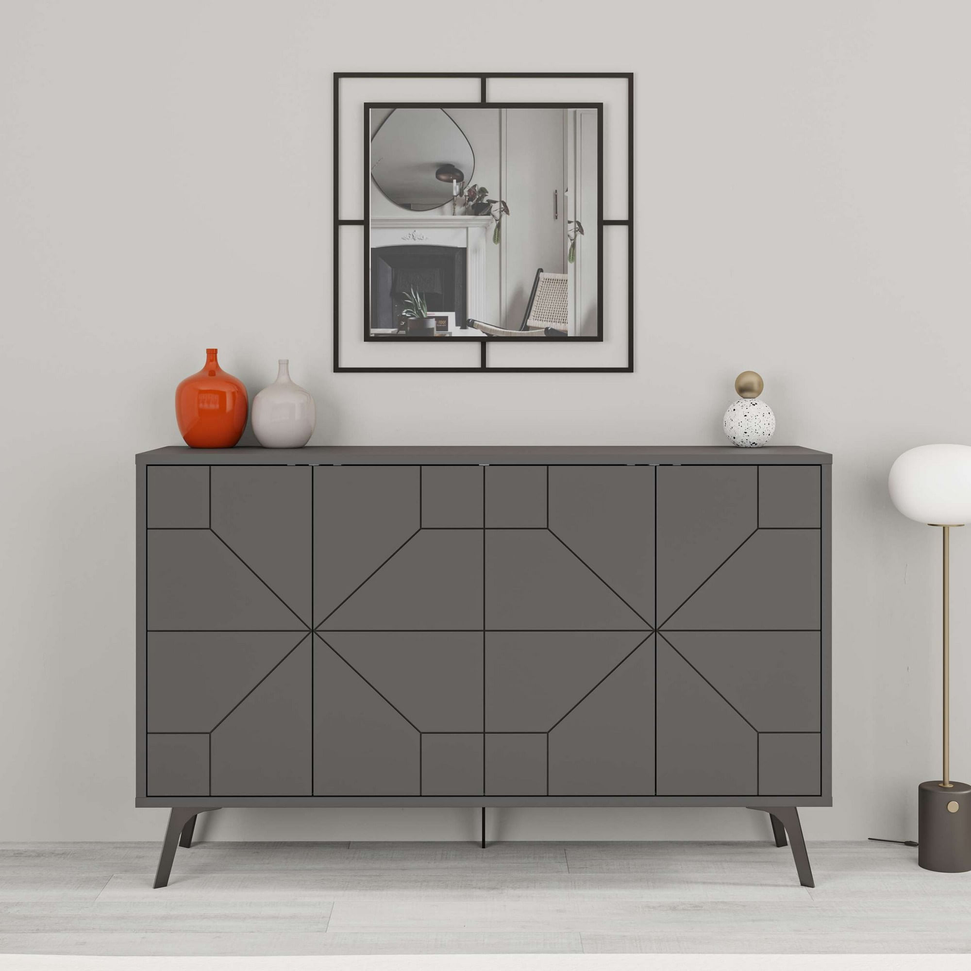 Consola, Hanah Home, pal melaminat, antracit, 123x35x62.4 cm — imaginea 4