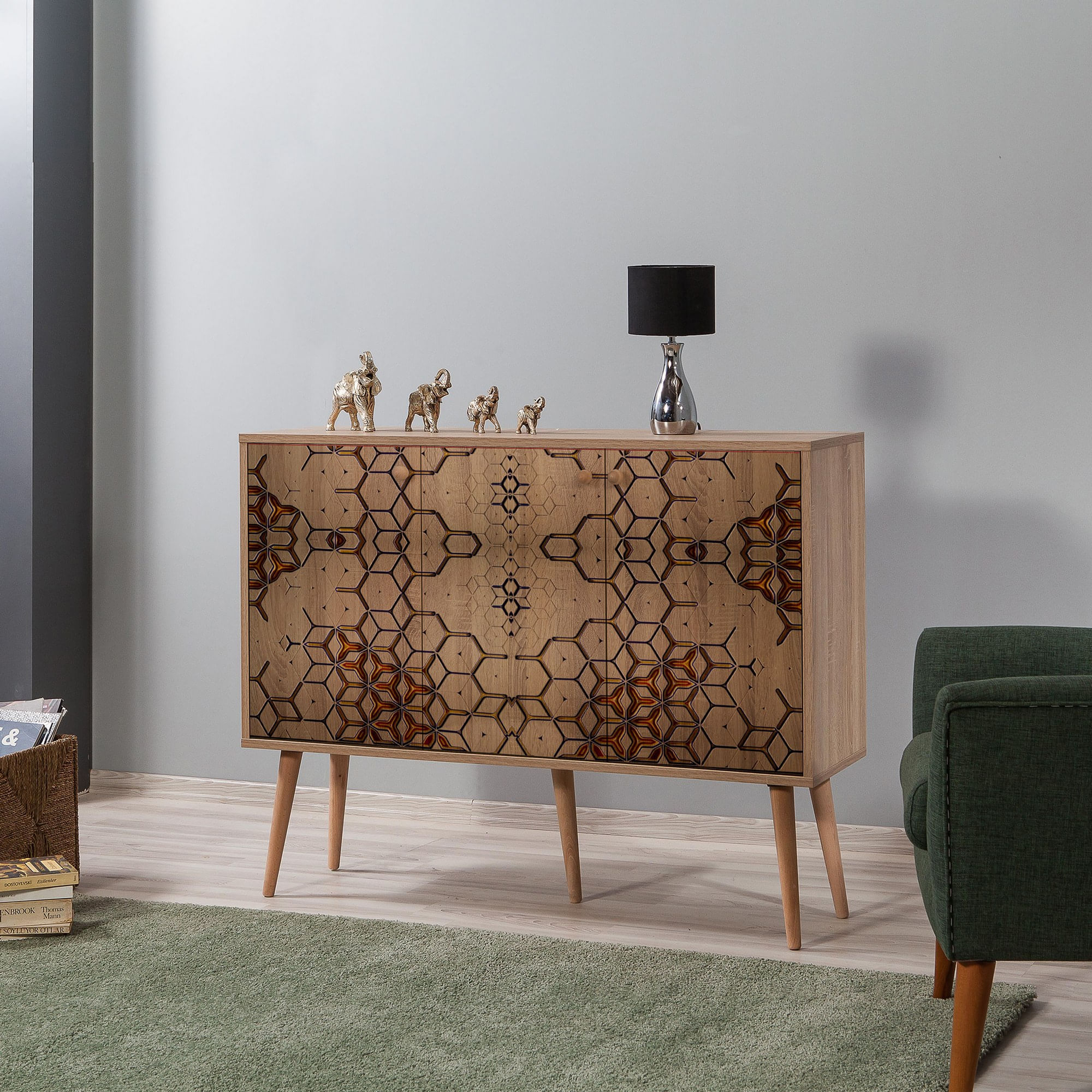 Consola, Hanah Home, PAL melaminat, stejar sonoma, 120x36x90 cm, 863SPH3422 — imaginea 6