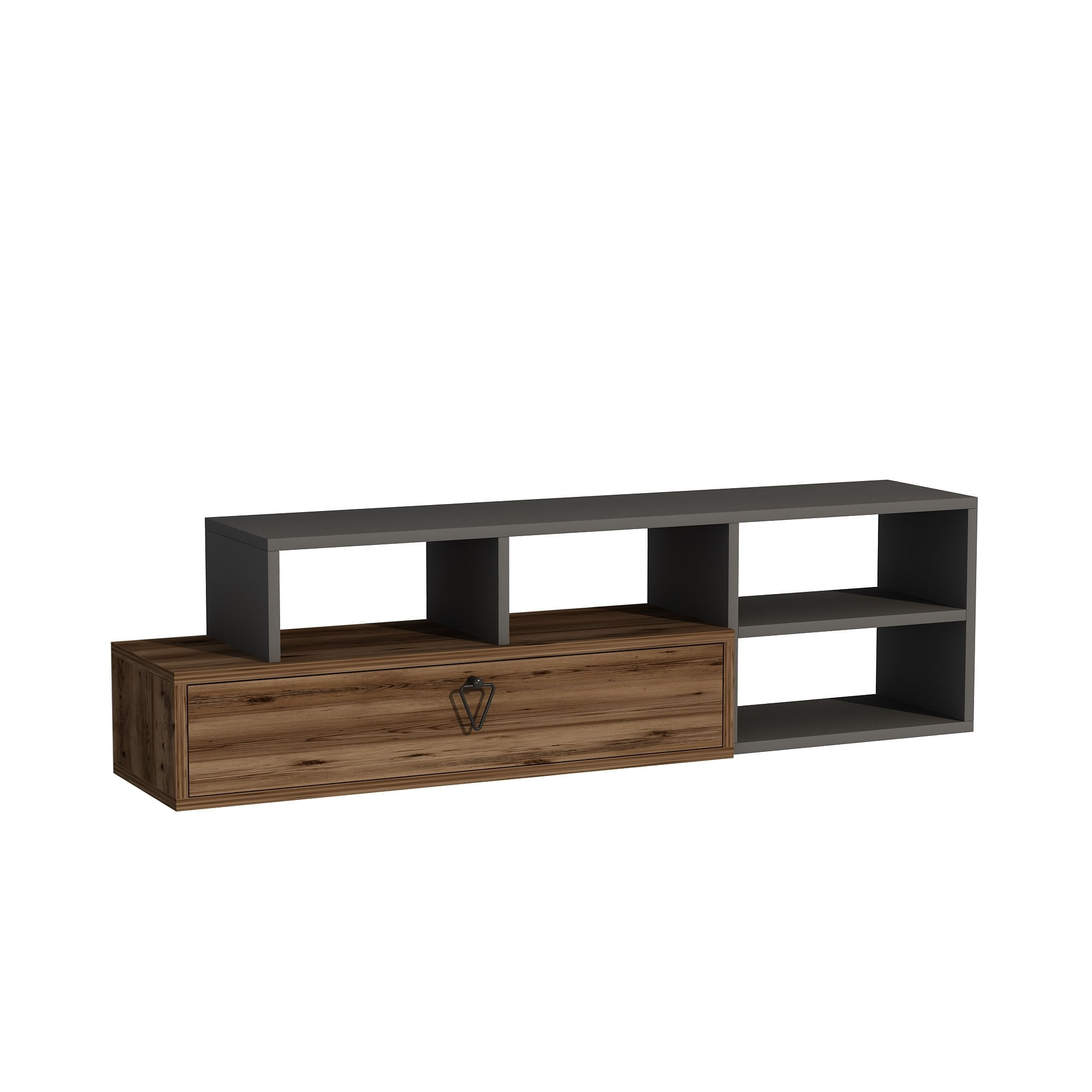 Comoda tv, Hanah Home, pal melaminat, nuc deschis si antracit, 120x27.5x38 cm — imaginea 2