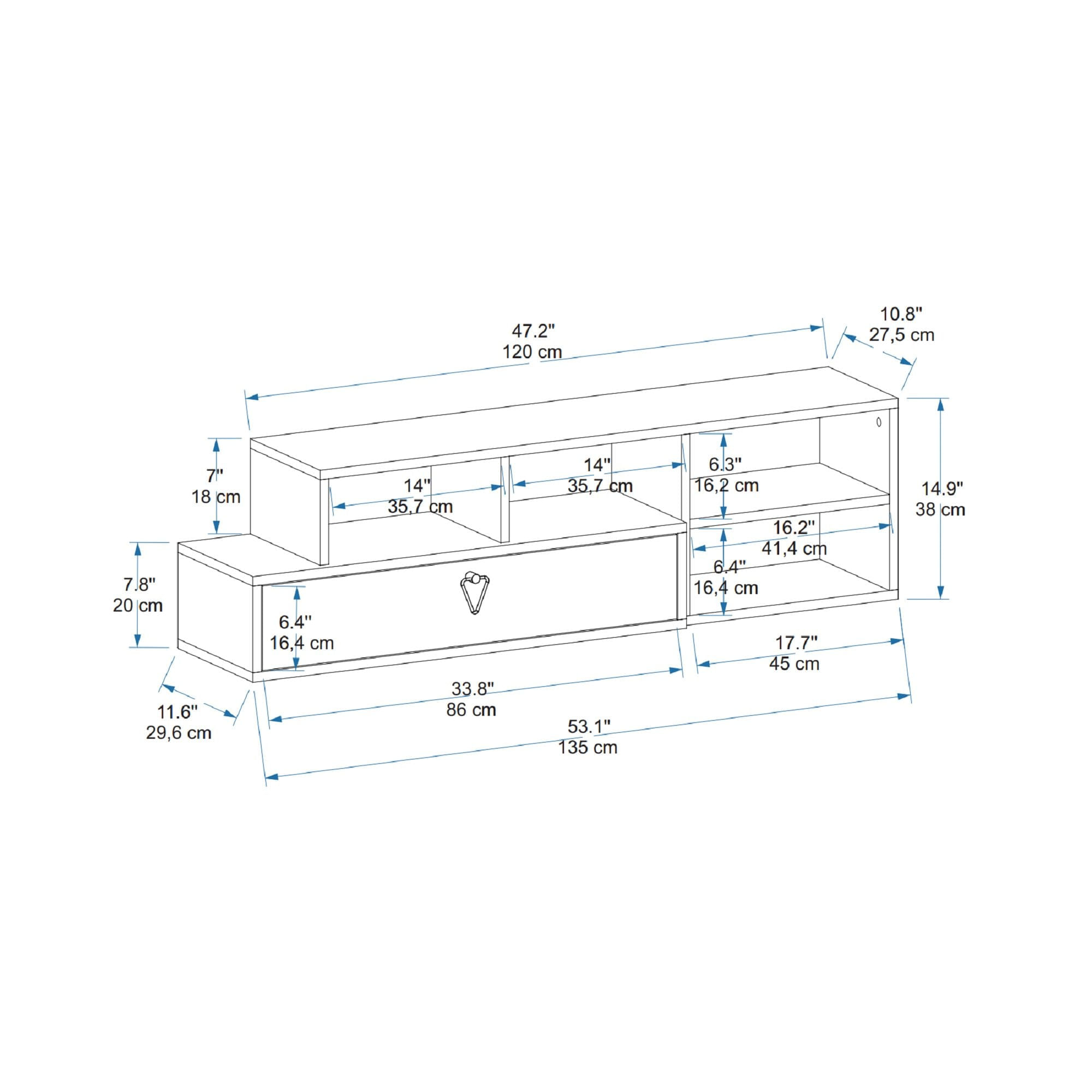 Comoda tv, Hanah Home, pal melaminat, nuc deschis si antracit, 120x27.5x38 cm — imaginea 7