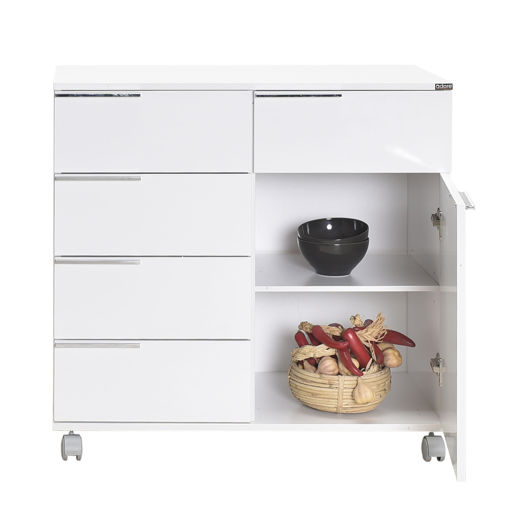 Dulap multifunctional, Hanah Home, PAL melaminat, alb, 85x44x81 cm — imaginea 5