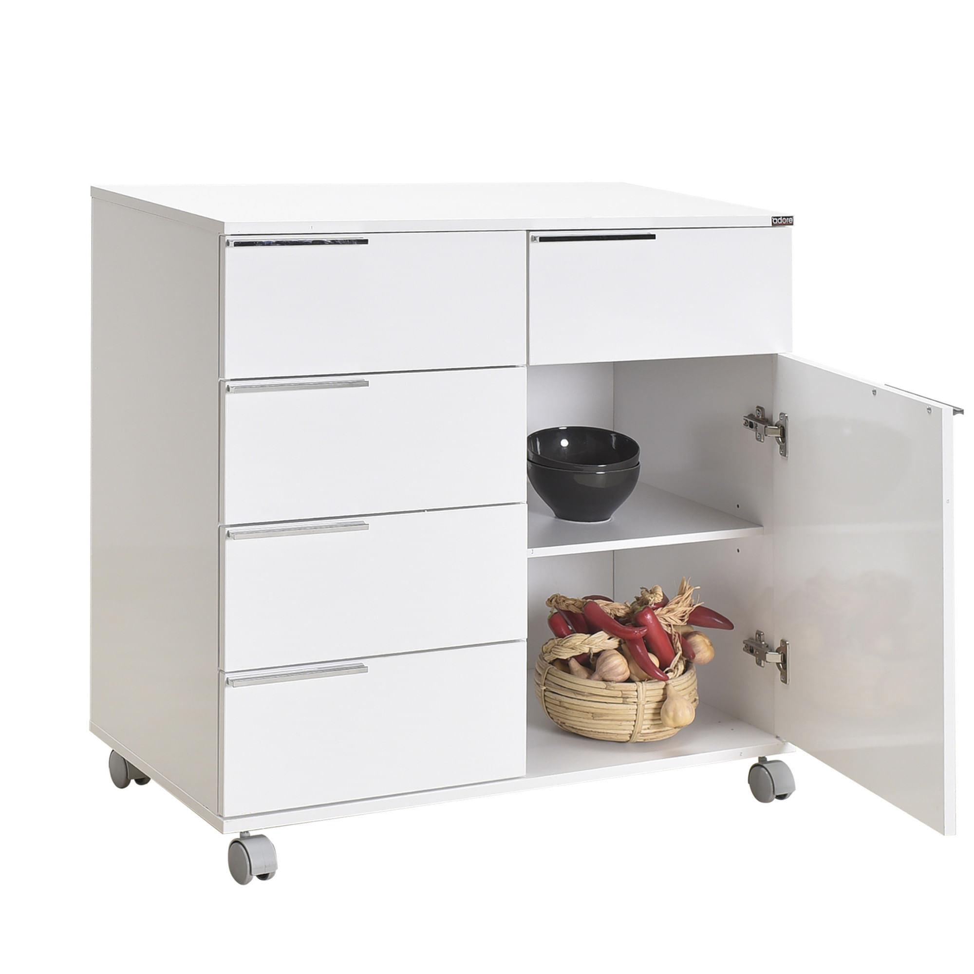 Dulap multifunctional, Hanah Home, PAL melaminat, alb, 85x44x81 cm — imaginea 6