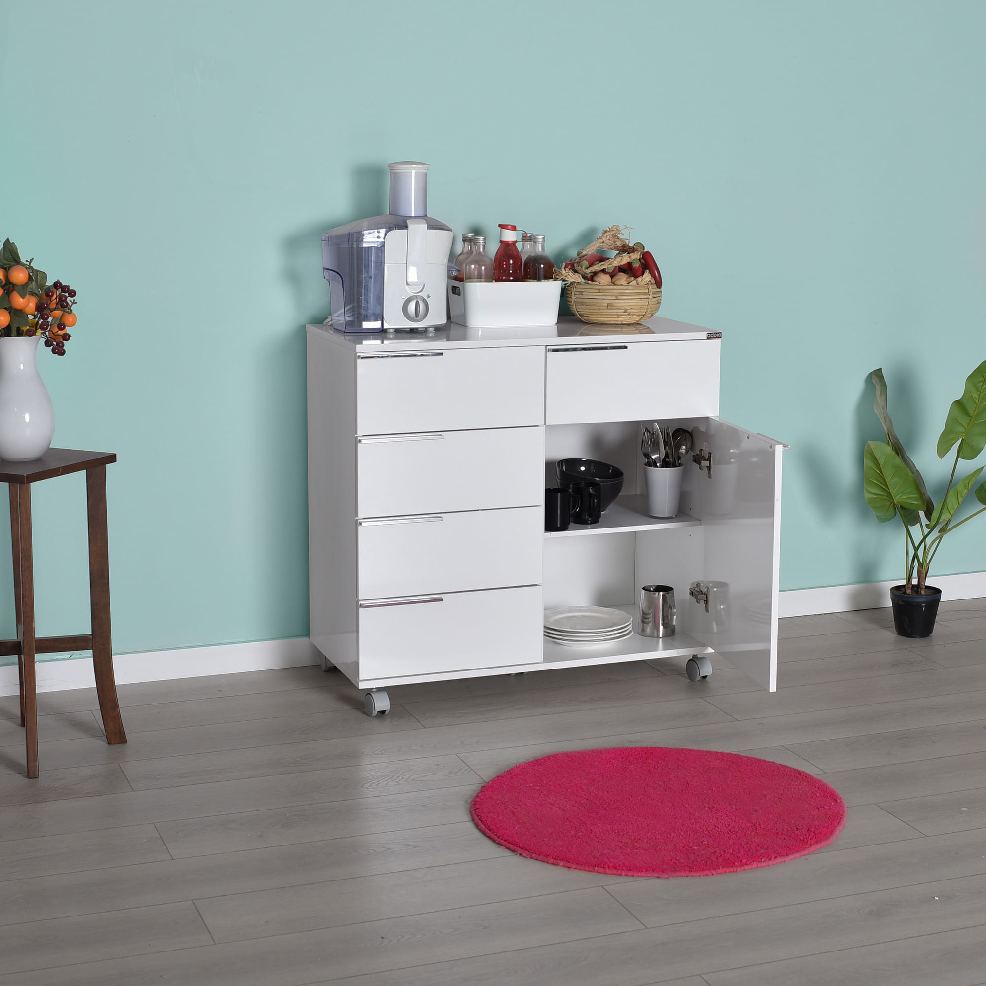 Dulap multifunctional, Hanah Home, PAL melaminat, alb, 85x44x81 cm — imaginea 9
