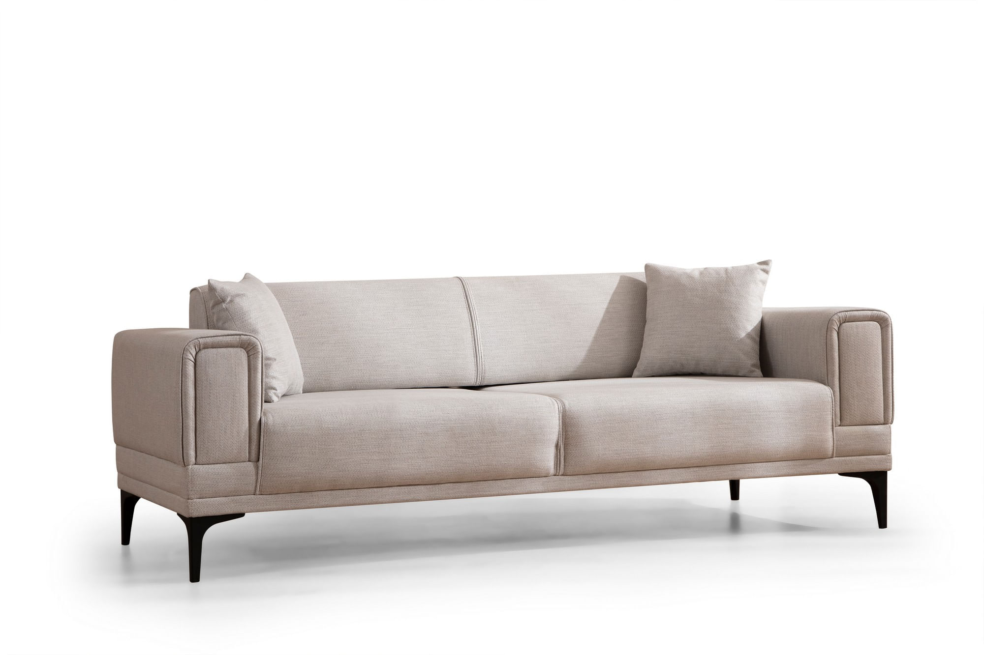 Canapea extensibila 3 locuri, Atelier Del Sofa, lemn de fag si placi aglomerate, ecru, 215x85x77 cm