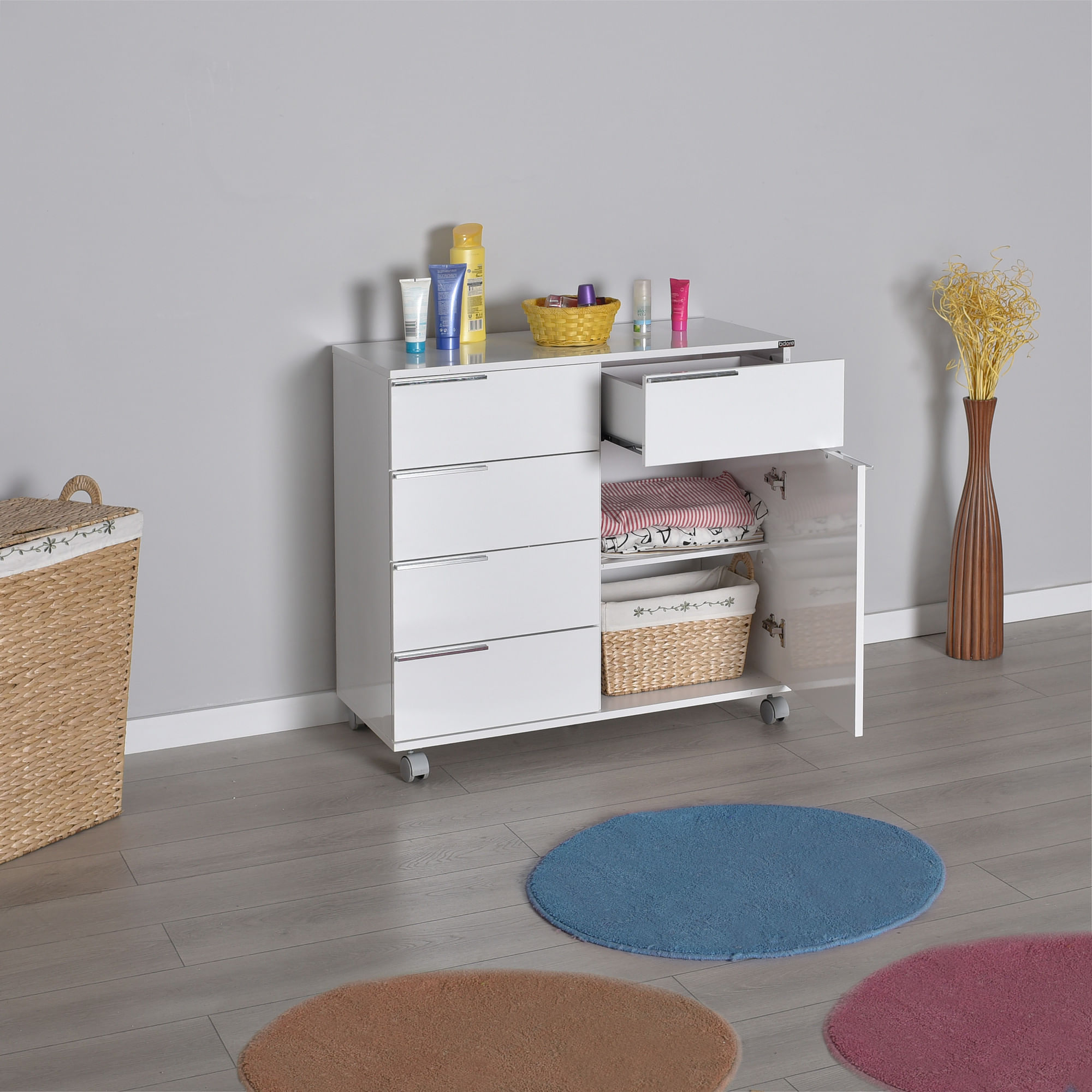 Dulap multifunctional, Hanah Home, PAL melaminat, alb, 85x44x81 cm — imaginea 10