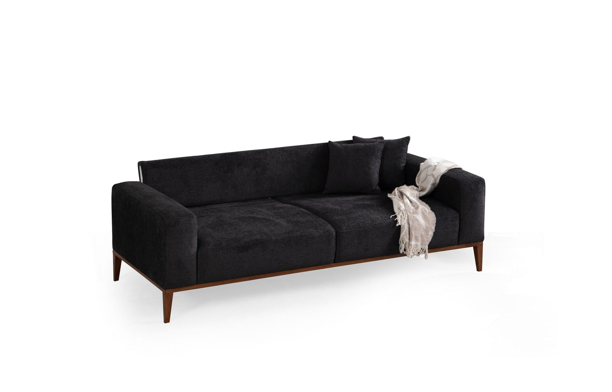 Canapea extensibila 3 locuri, Hanah Home, lemn fag si PAL, antracit, 225x92x75 cm — imaginea 3