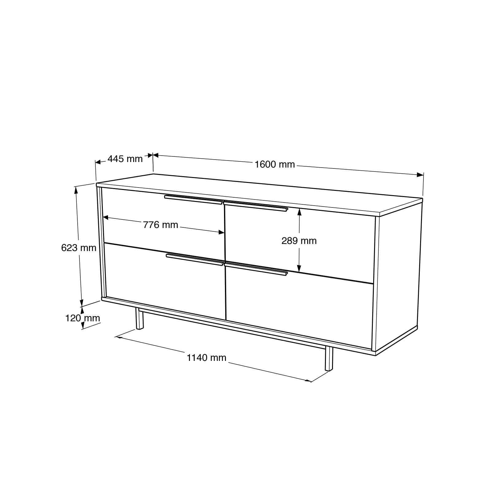 Consola, Hanah Home, pal melaminat, alb, 160x44.5x74.3 cm — imaginea 6