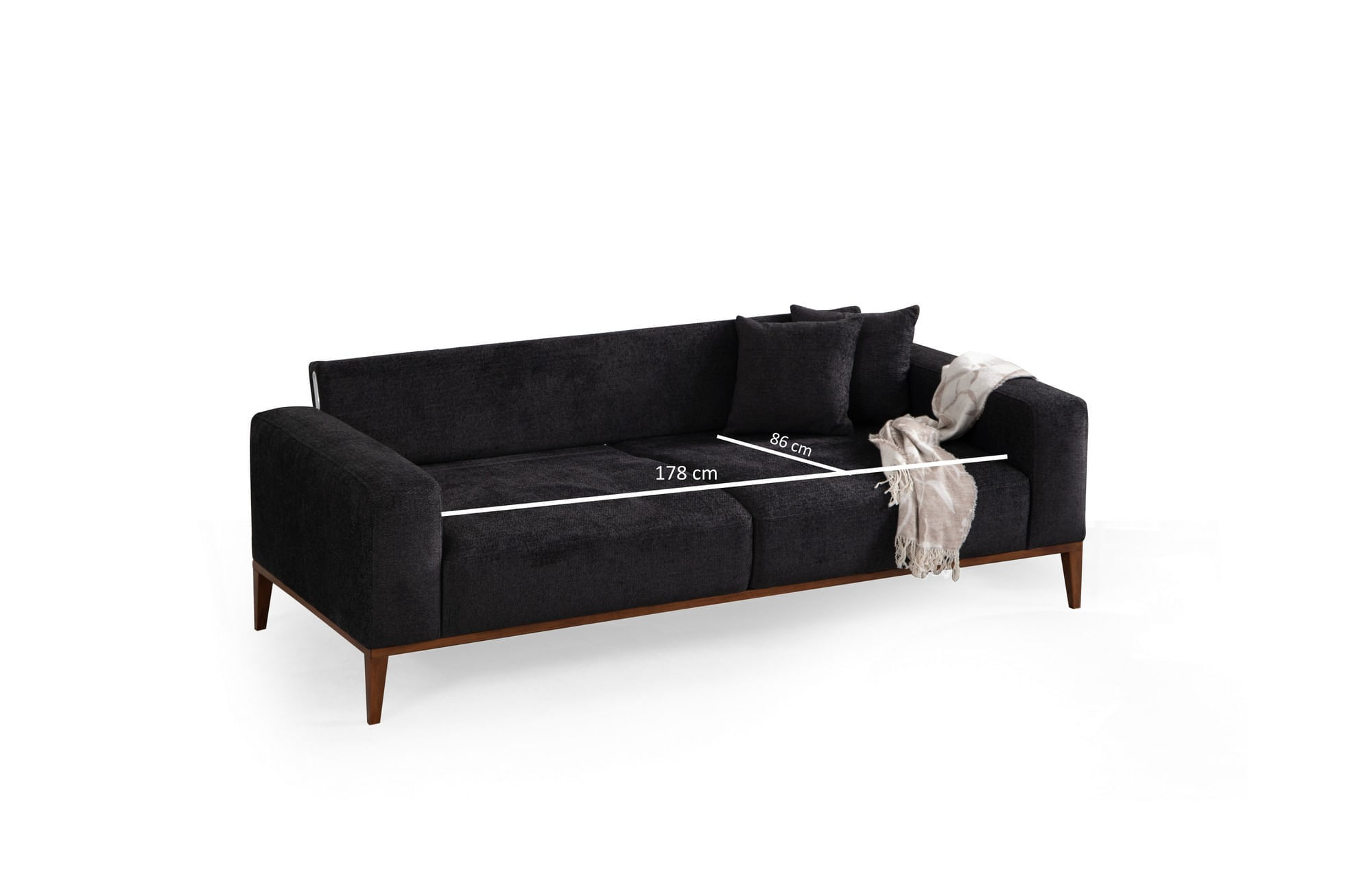 Canapea extensibila 3 locuri, Hanah Home, lemn fag si PAL, antracit, 225x92x75 cm — imaginea 9