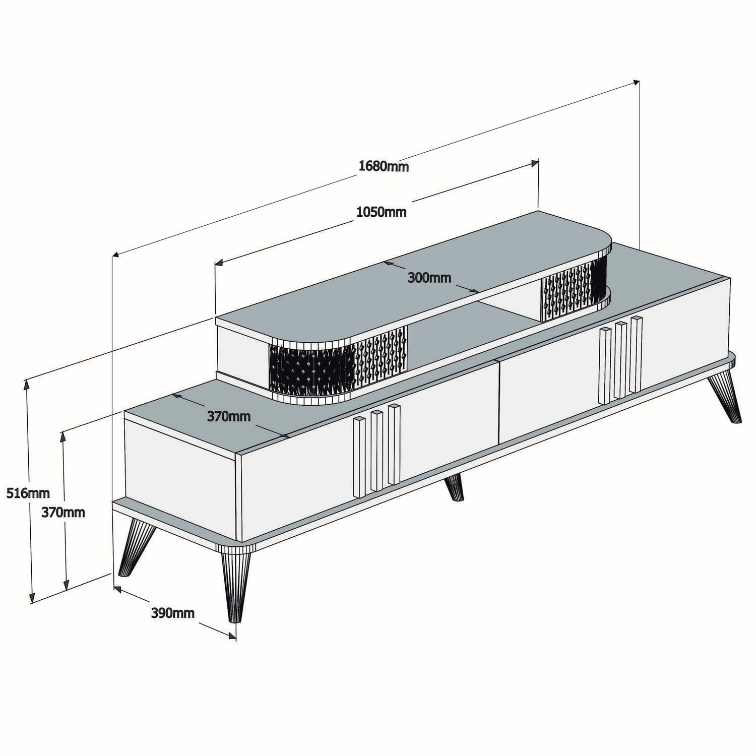 Comoda tv, Hanah Home, pal melaminat, stejar, 168x51x39 cm — imaginea 6