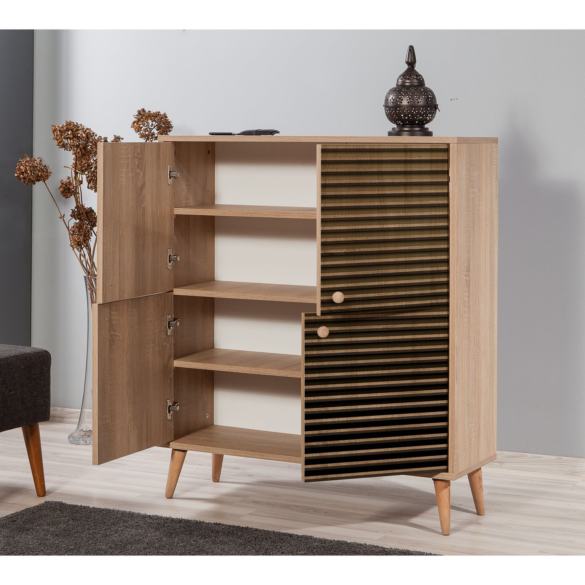 Dulap multifunctional, Hanah Home, pal melaminat, stejar sonoma, 95x36x111 cm, 863SPH3948 — imaginea 3