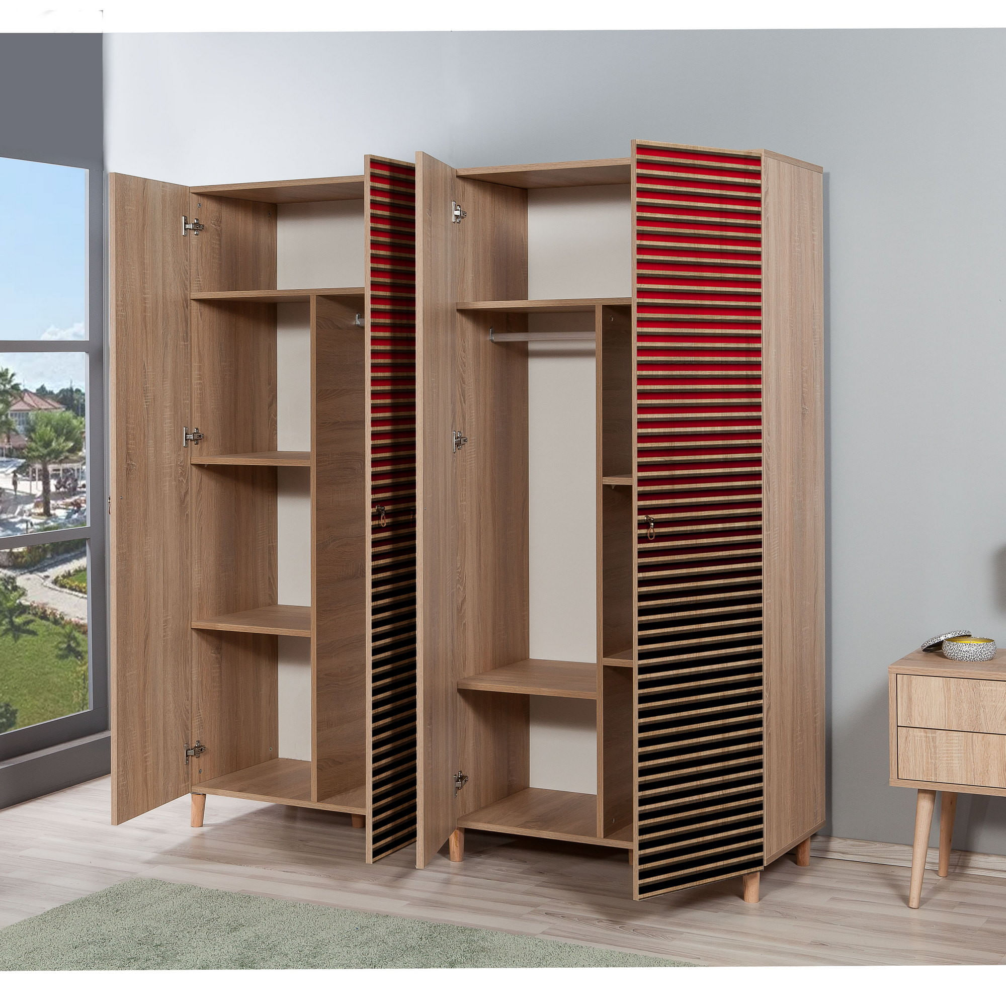 Sifonier, Hanah Home, pal melaminat, stejar sonoma, 180x52x192 cm, 869VEL4241 — imaginea 6