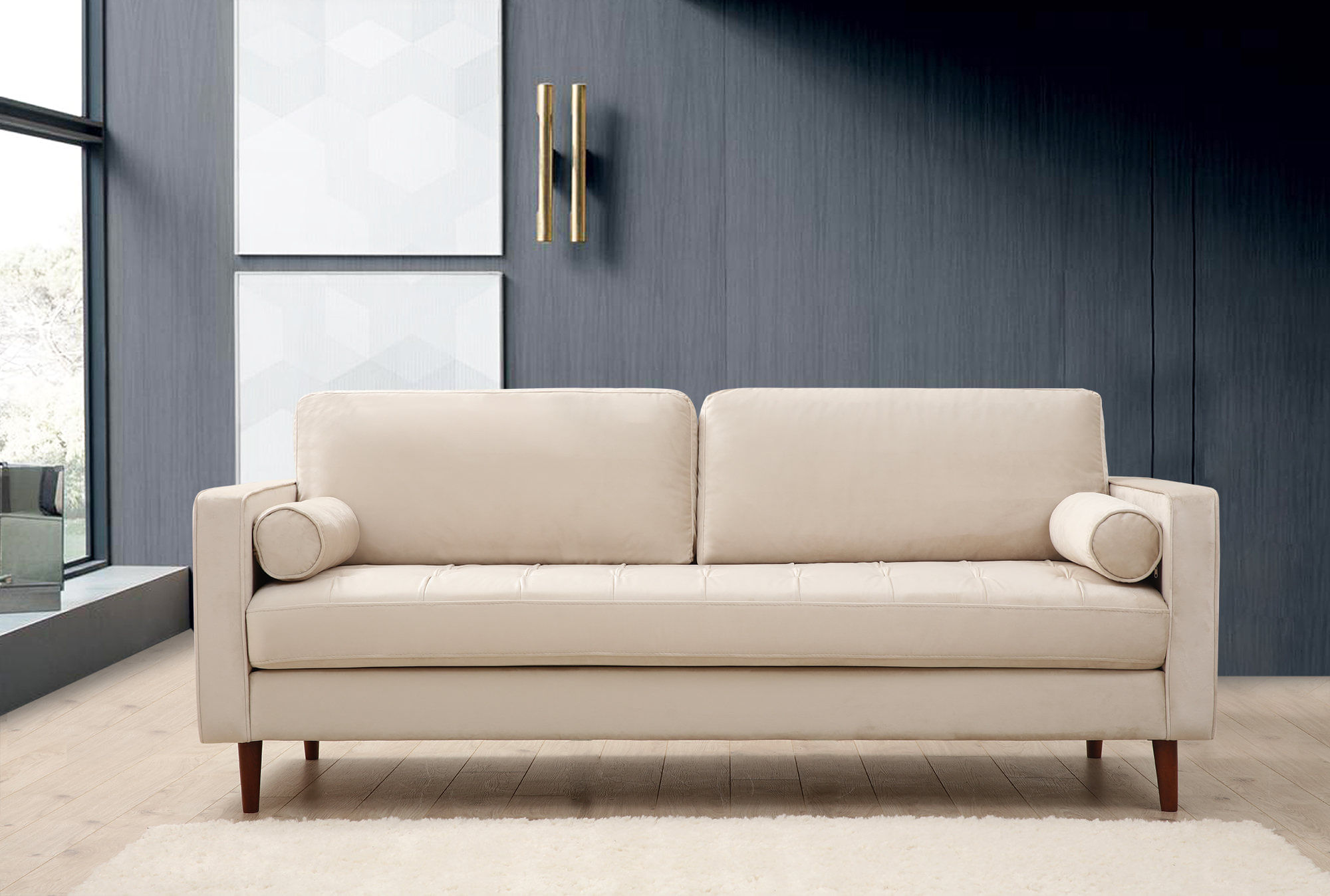 Canapea 3 locuri, Atelier Del Sofa, lemn fag, bej, 215x90x70 cm — imaginea 10