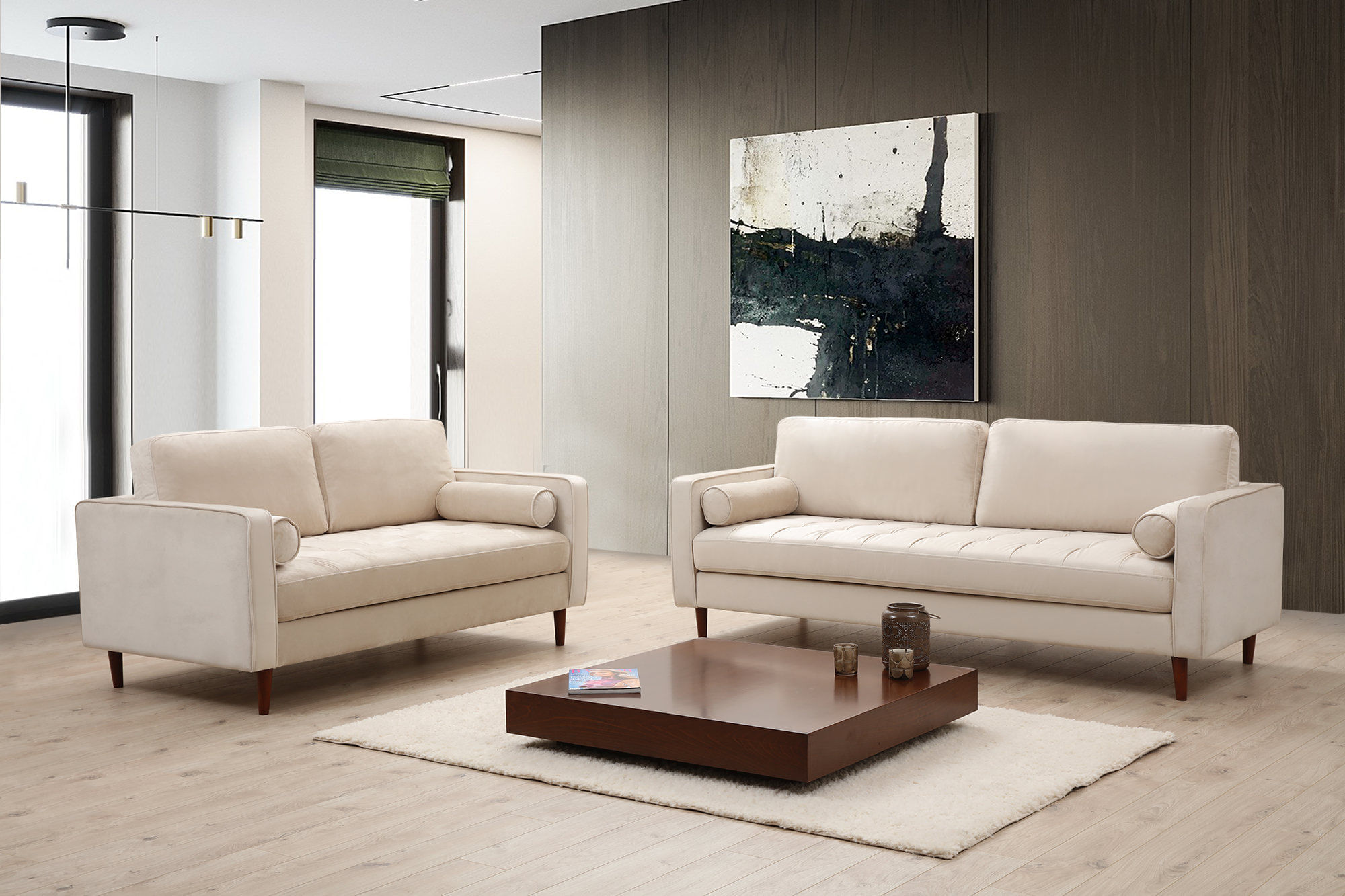 Canapea 3 locuri, Atelier Del Sofa, lemn fag, bej, 215x90x70 cm — imaginea 11