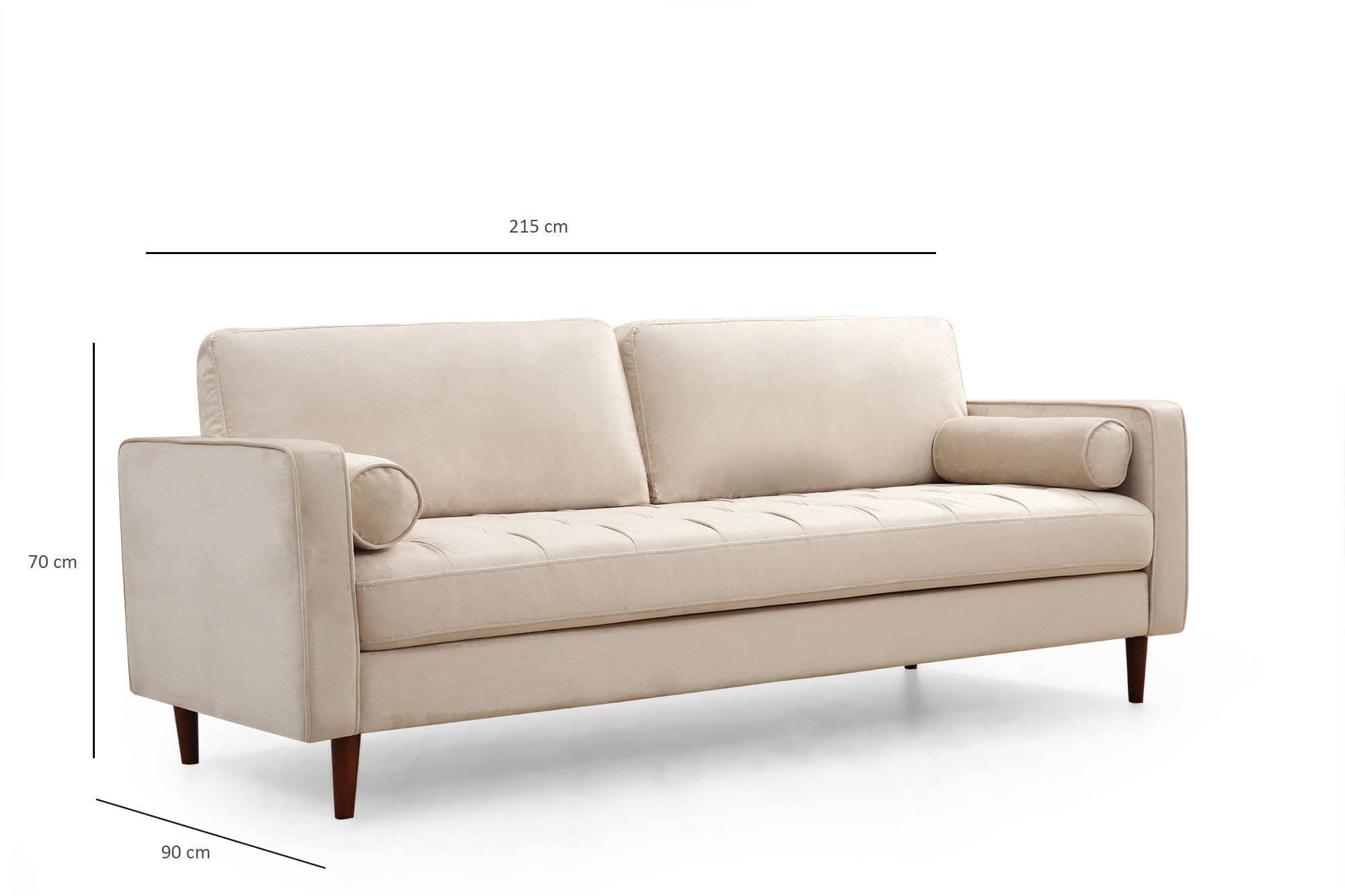 Canapea 3 locuri, Atelier Del Sofa, lemn fag, bej, 215x90x70 cm — imaginea 12