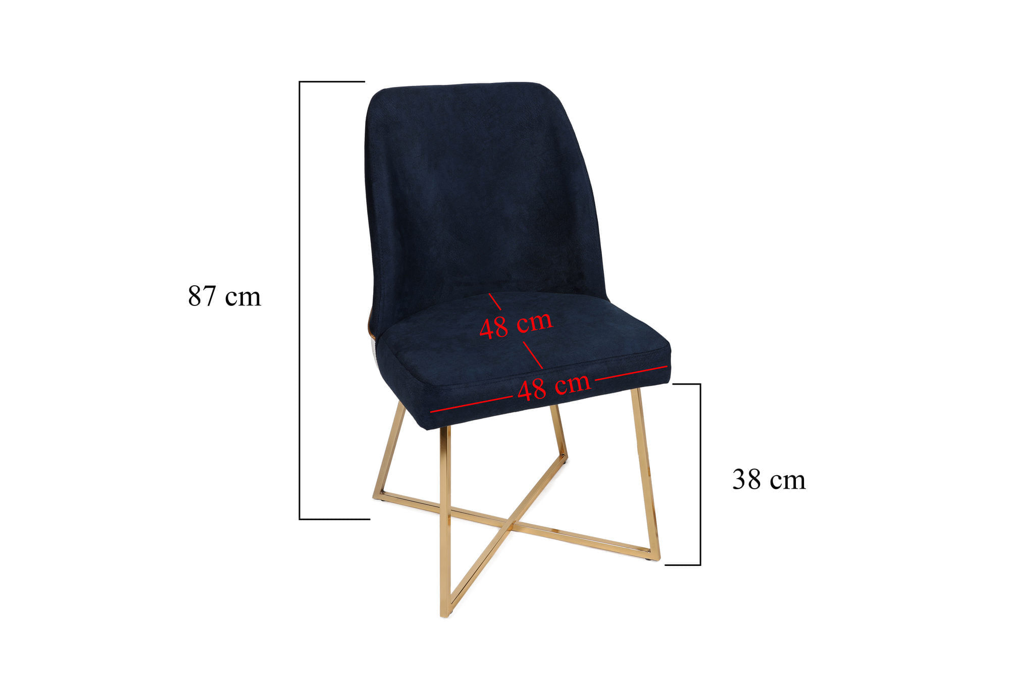 Set scaune, Hanah Home, metal, catifea, auriu, albastru inchis, 50x49x90 cm — imaginea 9
