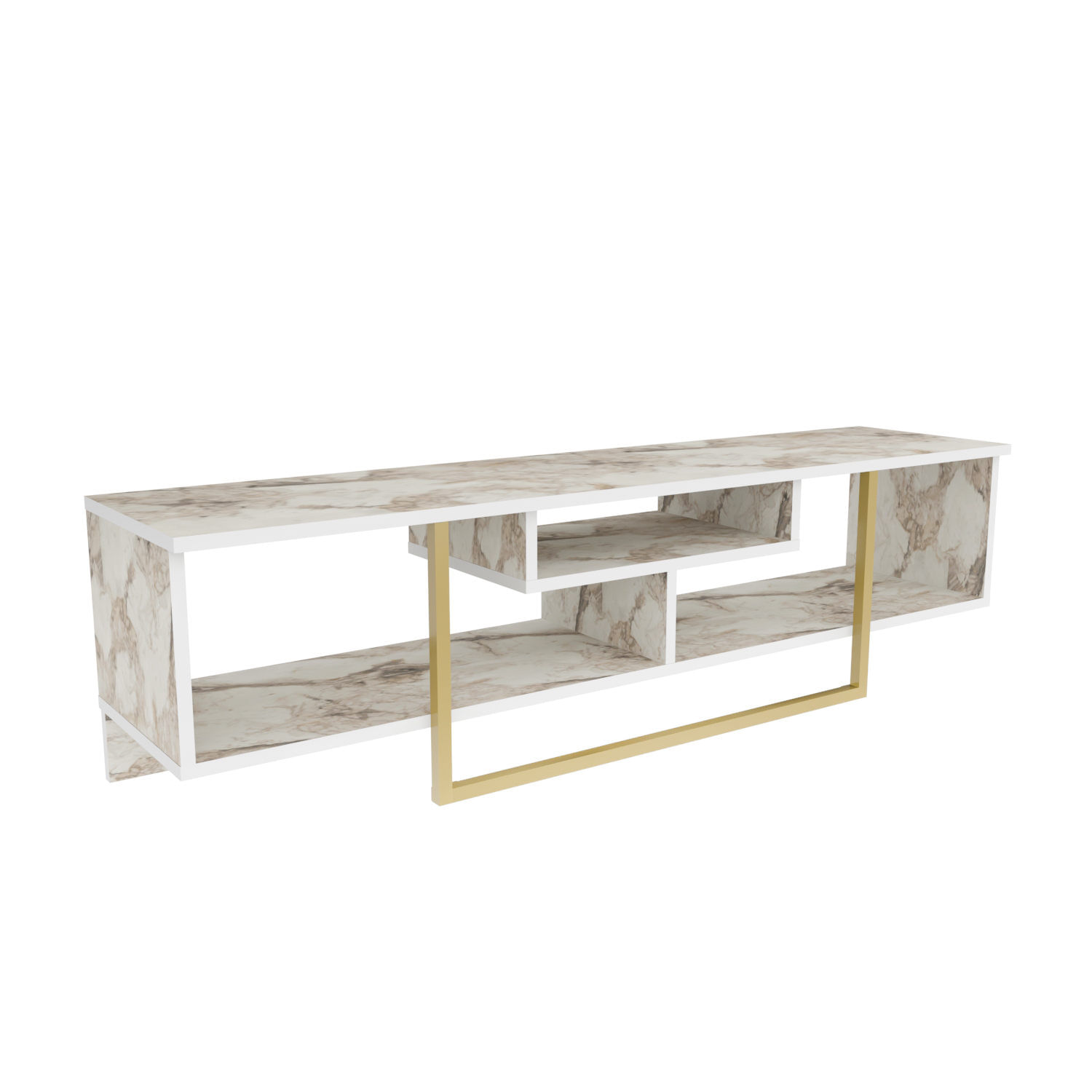 Comoda tv, Hanah Home, pal melaminat, auriu alb, 150x35.2x40 cm — imaginea 2