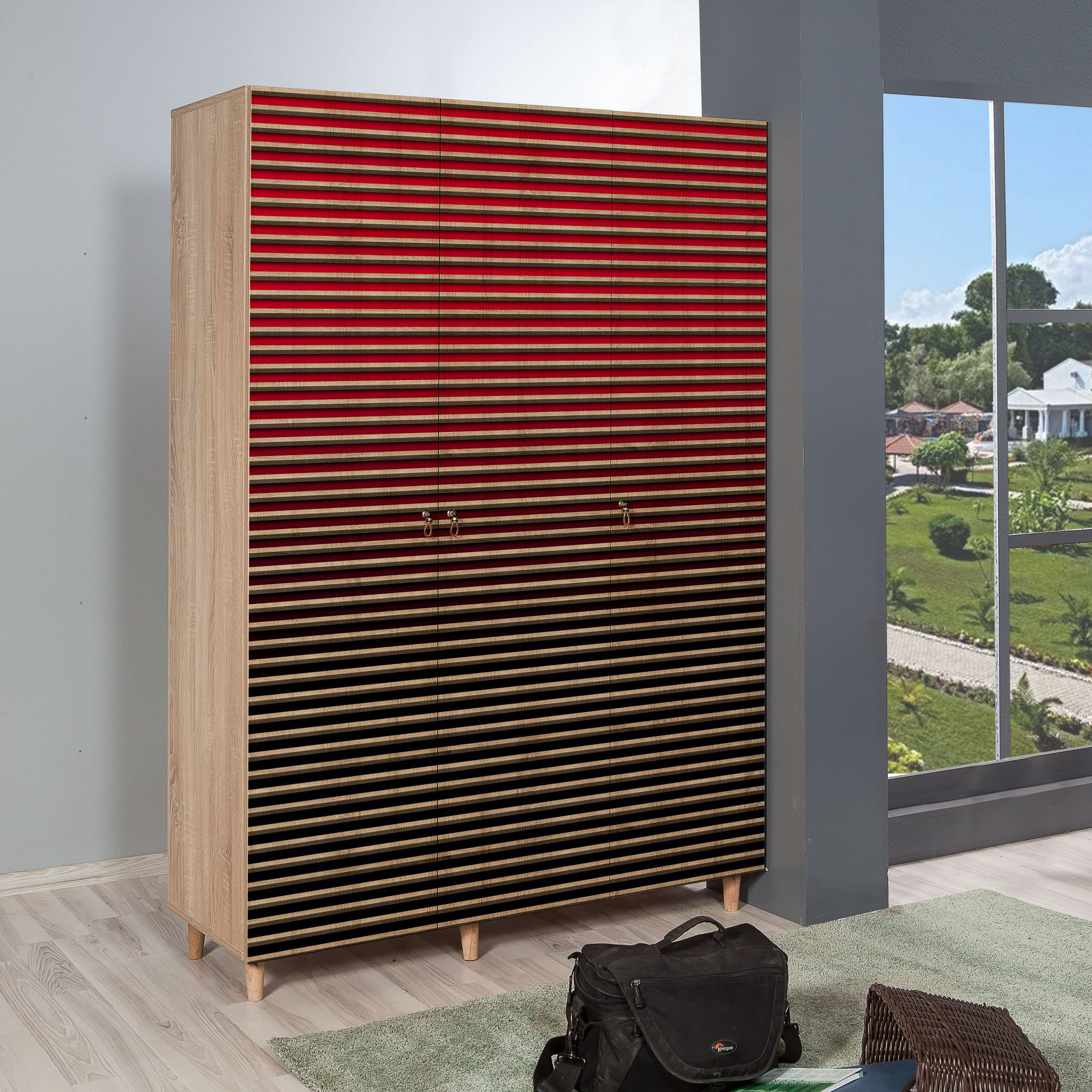 Sifonier, Hanah Home, pal melaminat, stejar sonoma, 135x52x192 cm, 863SPH4213 — imaginea 5