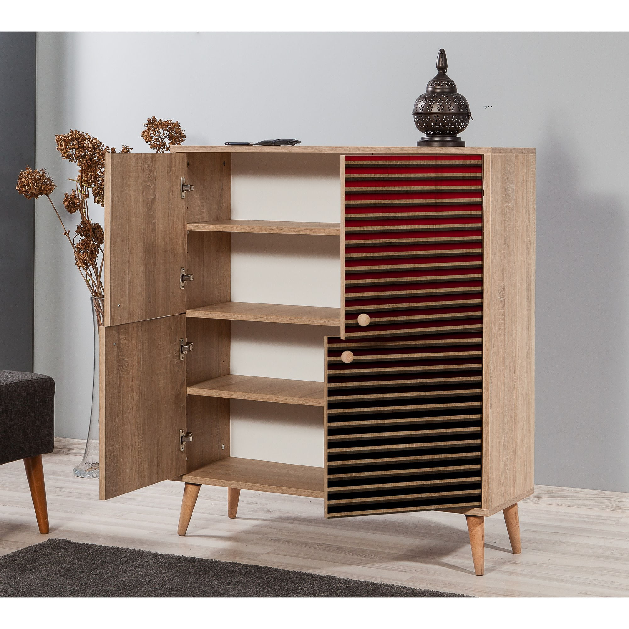 Dulap multifunctional, Hanah Home, pal melaminat, stejar sonoma, 95x36x111 cm, 863SPH3949 — imaginea 4