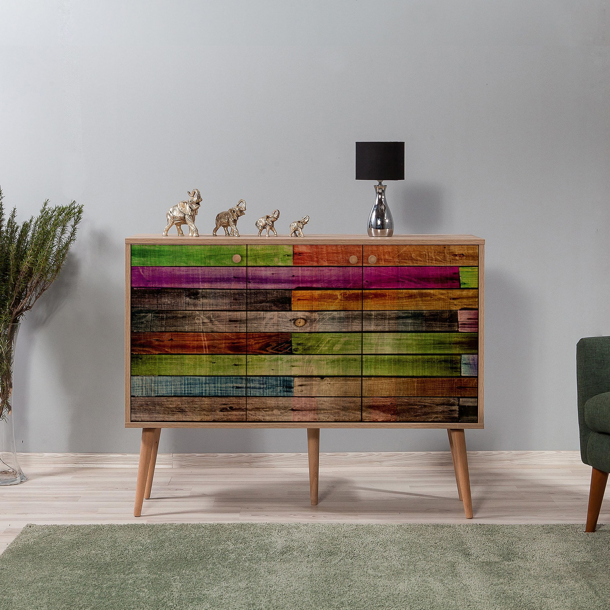 Consola, Hanah Home, panou aglomerat cu melamina, stejar sonoma, 120x36x90 cm — imaginea 4