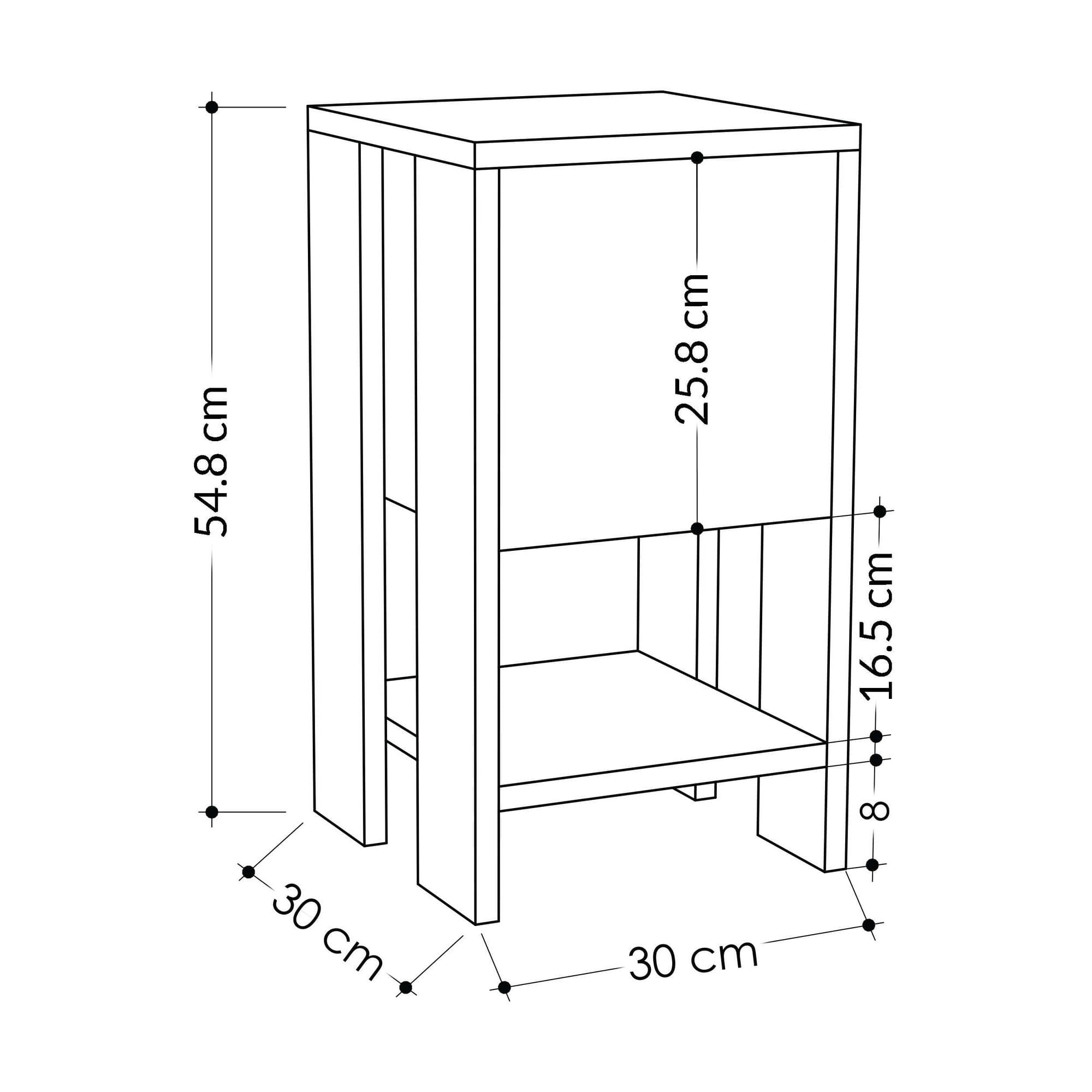 Noptiera, Hanah Home, pal melaminat, stejar safir si alb, 30x55x30 cm — imaginea 8