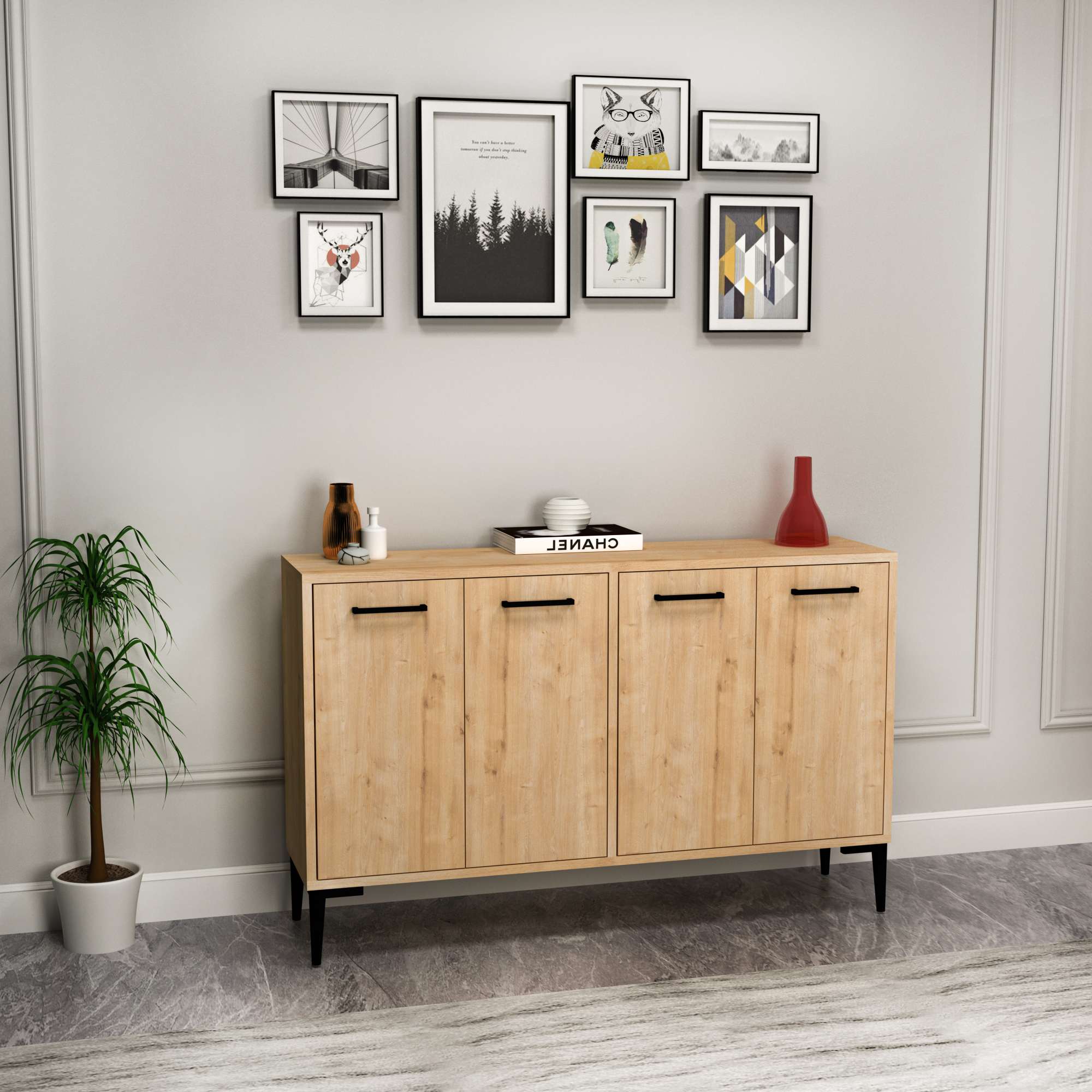 Consola, Hanah Home, pal melaminat, stejar safir, 120x29.6x75 cm — imaginea 3