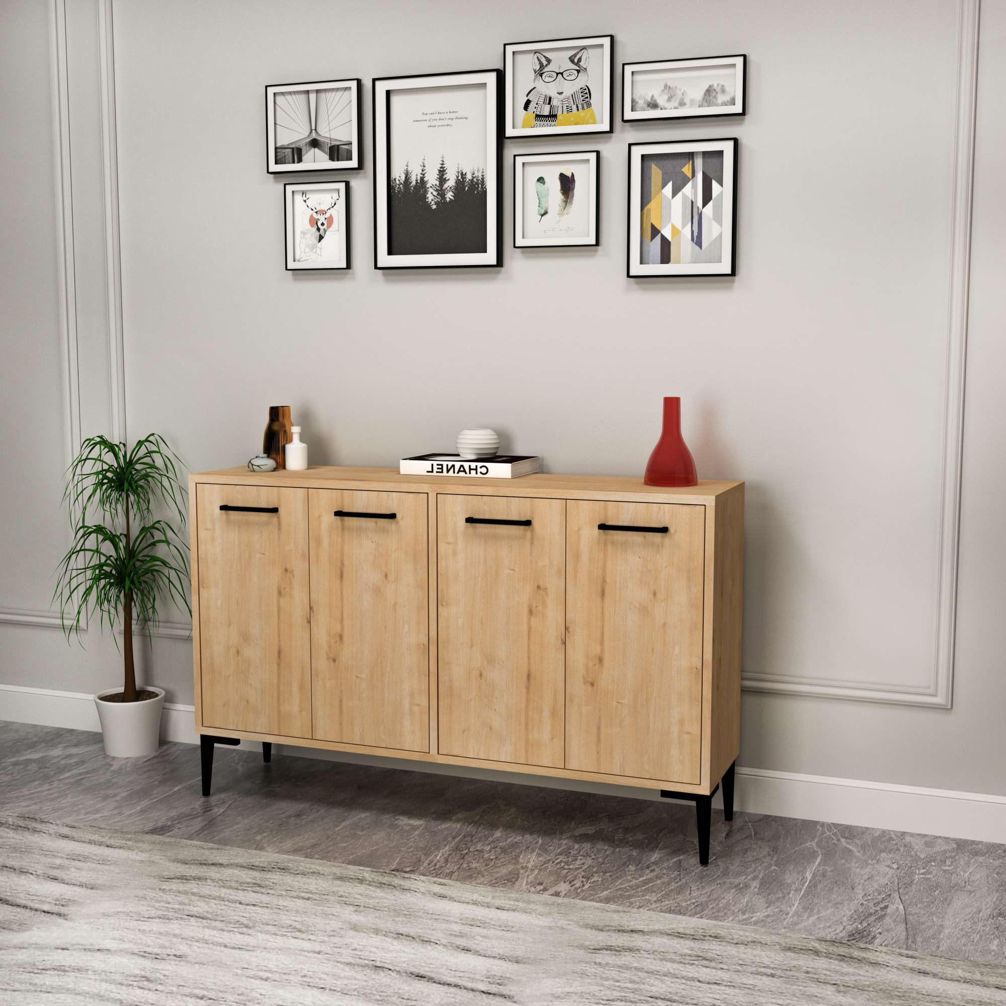Consola, Hanah Home, pal melaminat, stejar safir, 120x29.6x75 cm — imaginea 4