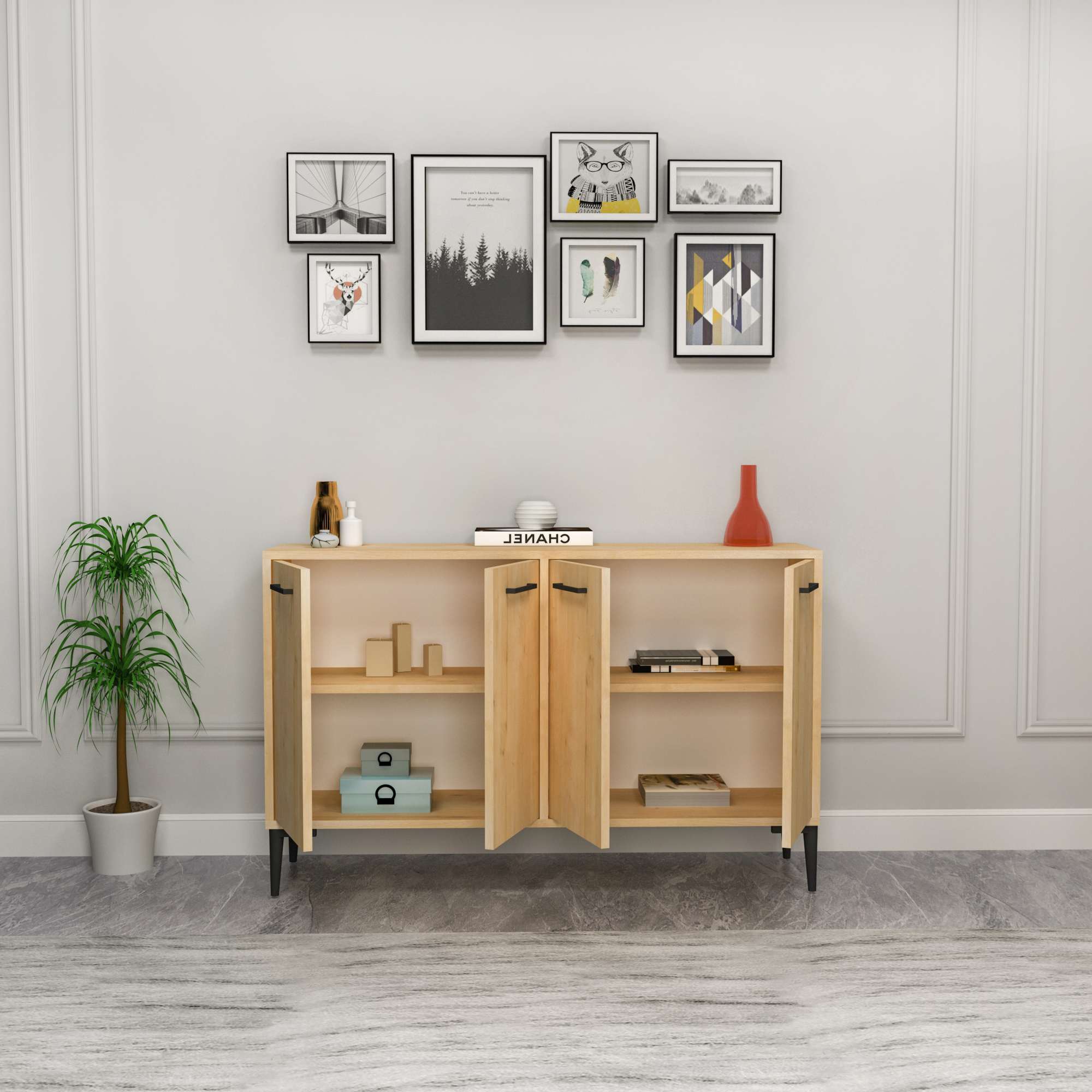 Consola, Hanah Home, pal melaminat, stejar safir, 120x29.6x75 cm — imaginea 5