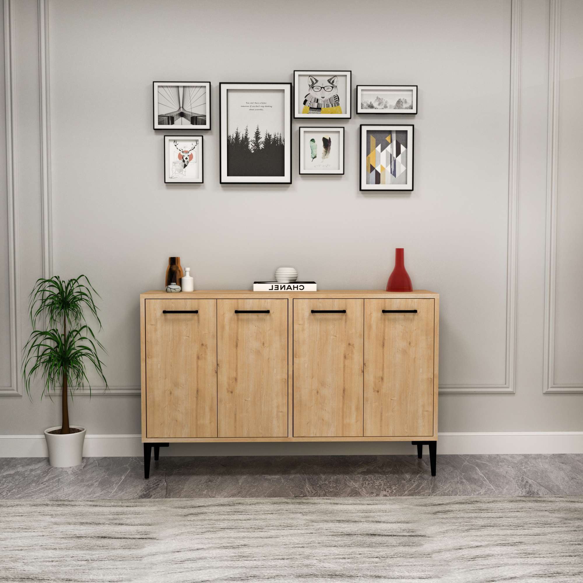 Consola, Hanah Home, pal melaminat, stejar safir, 120x29.6x75 cm — imaginea 6