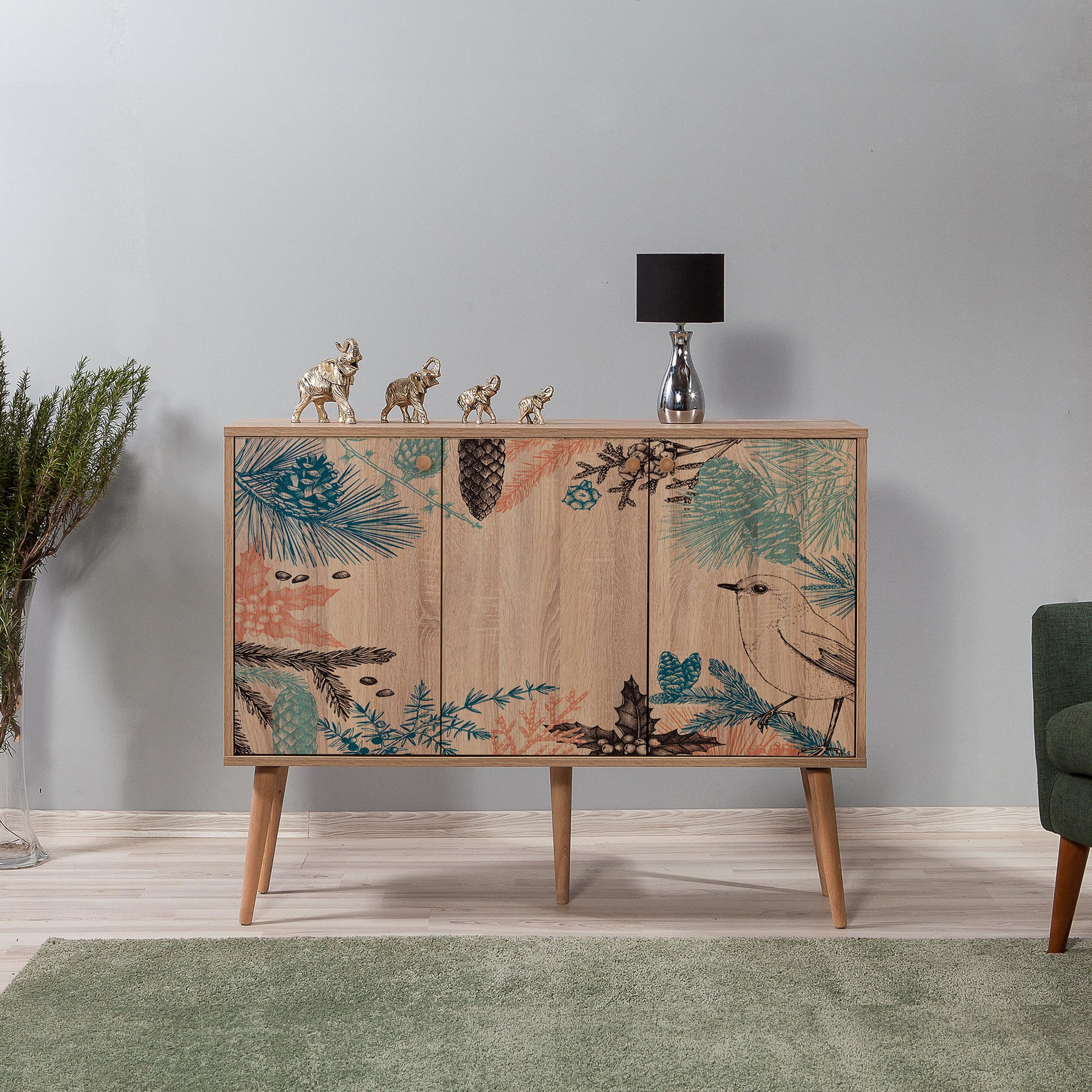 Consola, Hanah Home, pal melaminat, stejar sonoma, 120x36x90 cm, 863SPH3942 — imaginea 7