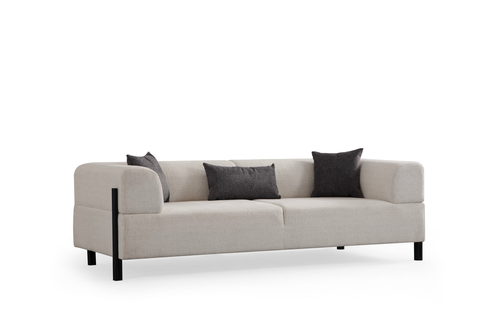Canapea 3 locuri, Hanah Home, lemn fag si pal, alb, 225x93x75 cm