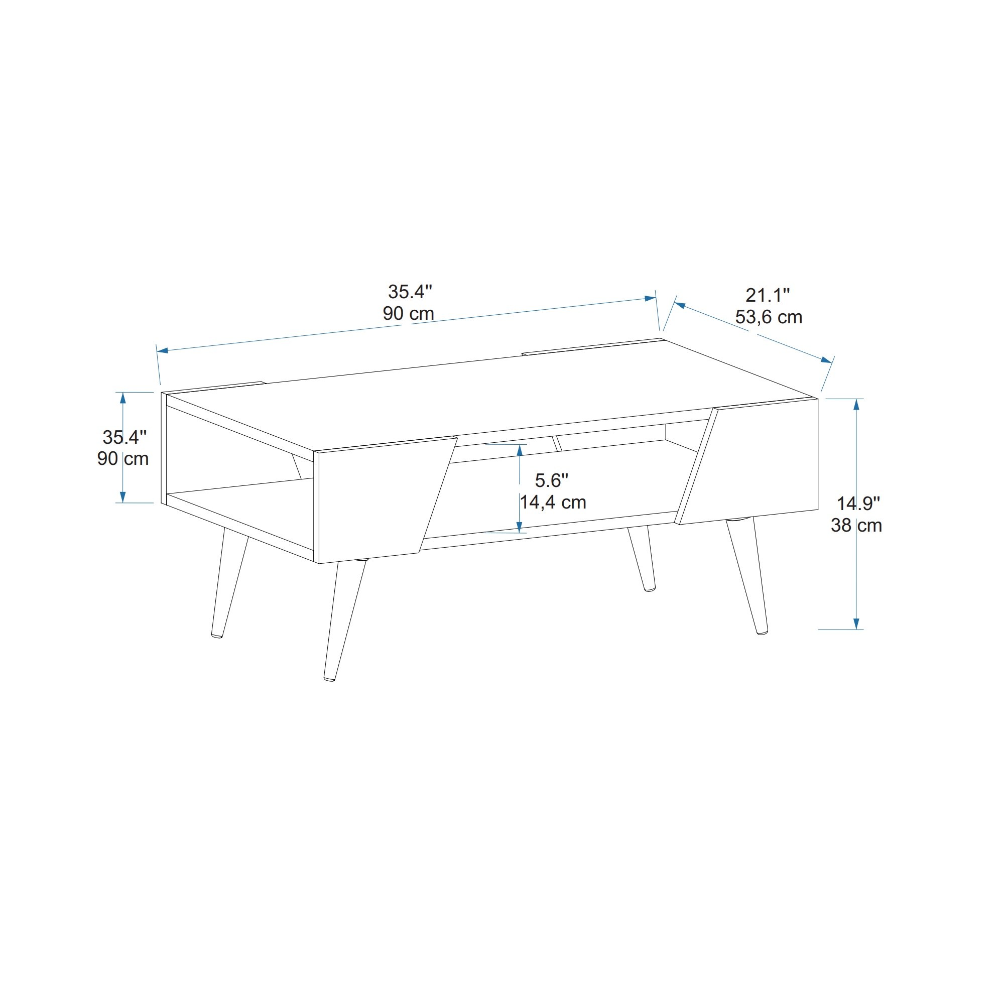 Masuta de cafea, Hanah Home, panou de particule melaminat, bej si nuc deschis, 90x53.6x38 cm — imaginea 5