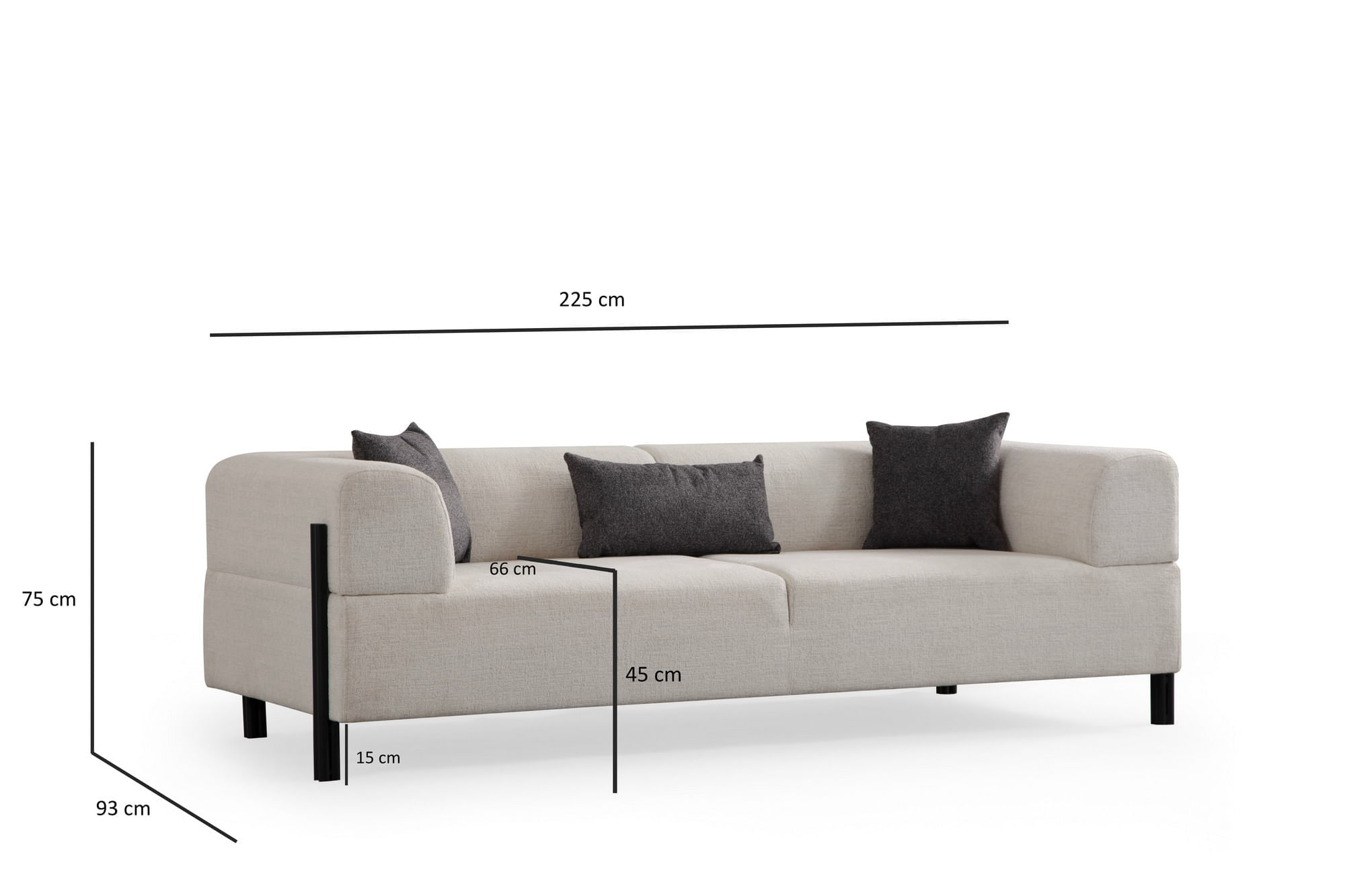 Canapea 3 locuri, Hanah Home, lemn fag si pal, alb, 225x93x75 cm — imaginea 7