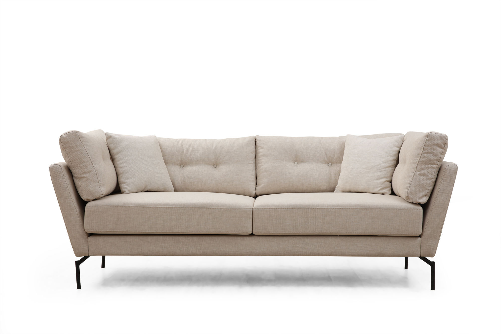 Canapea 3 locuri, Hanah Home, lemn fag si pal, crem, 214x90x84 cm