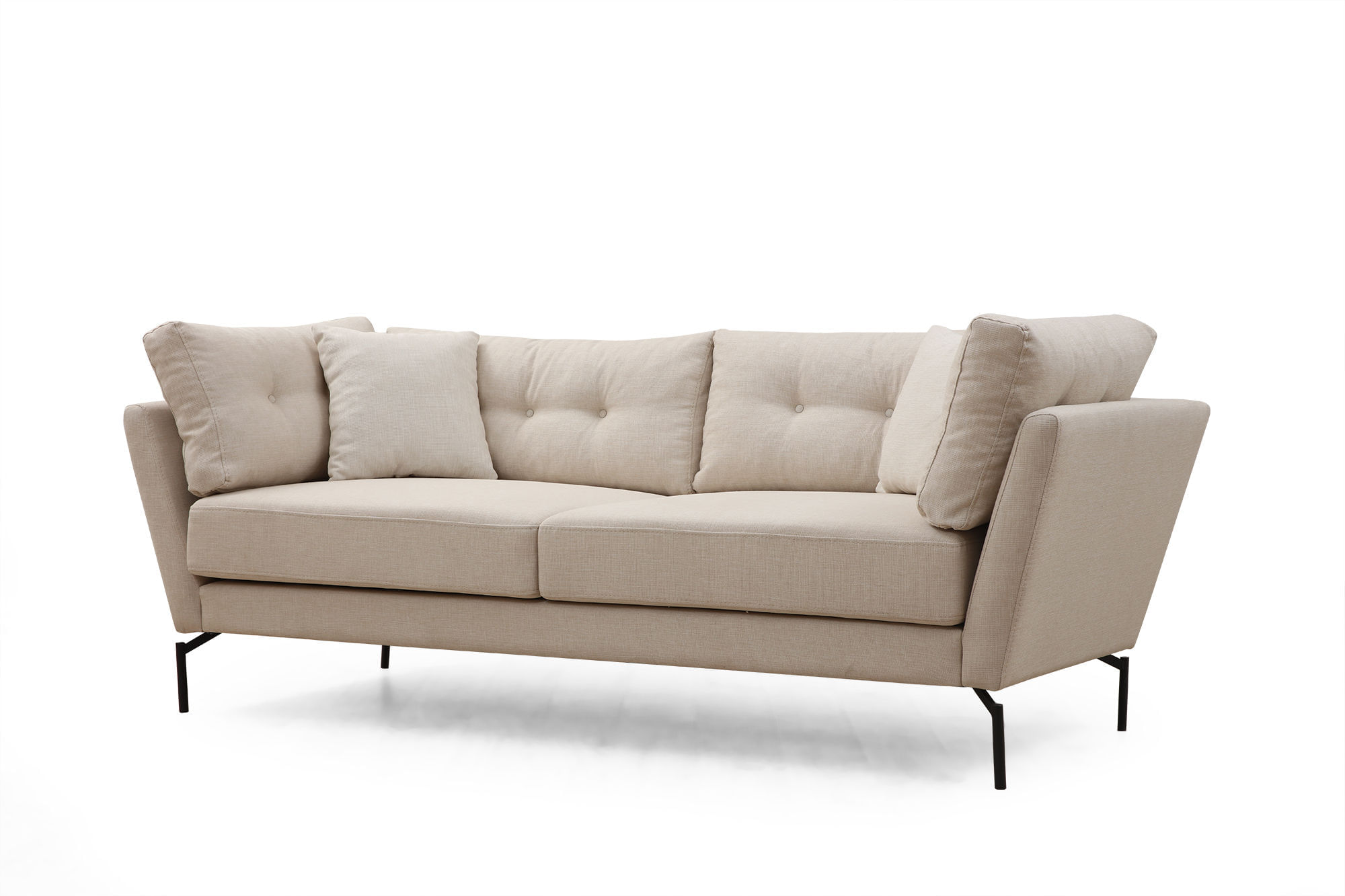 Canapea 3 locuri, Hanah Home, lemn fag si pal, crem, 214x90x84 cm — imaginea 2