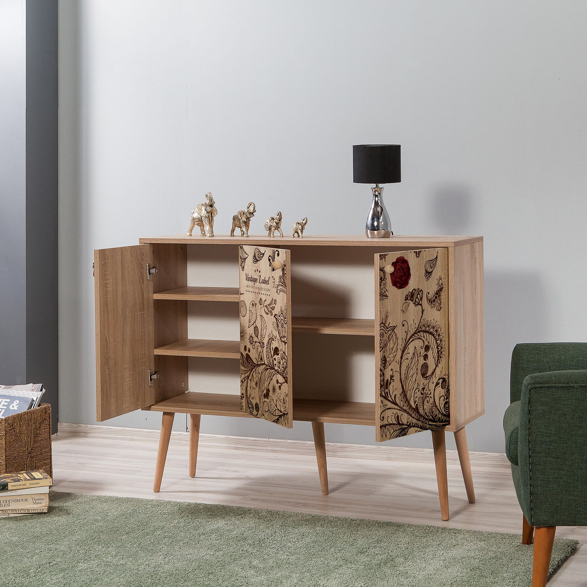 Consola, Hanah Home, pal melaminat, stejar sonoma, 120x36x90 cm, 863SPH3424 — imaginea 3