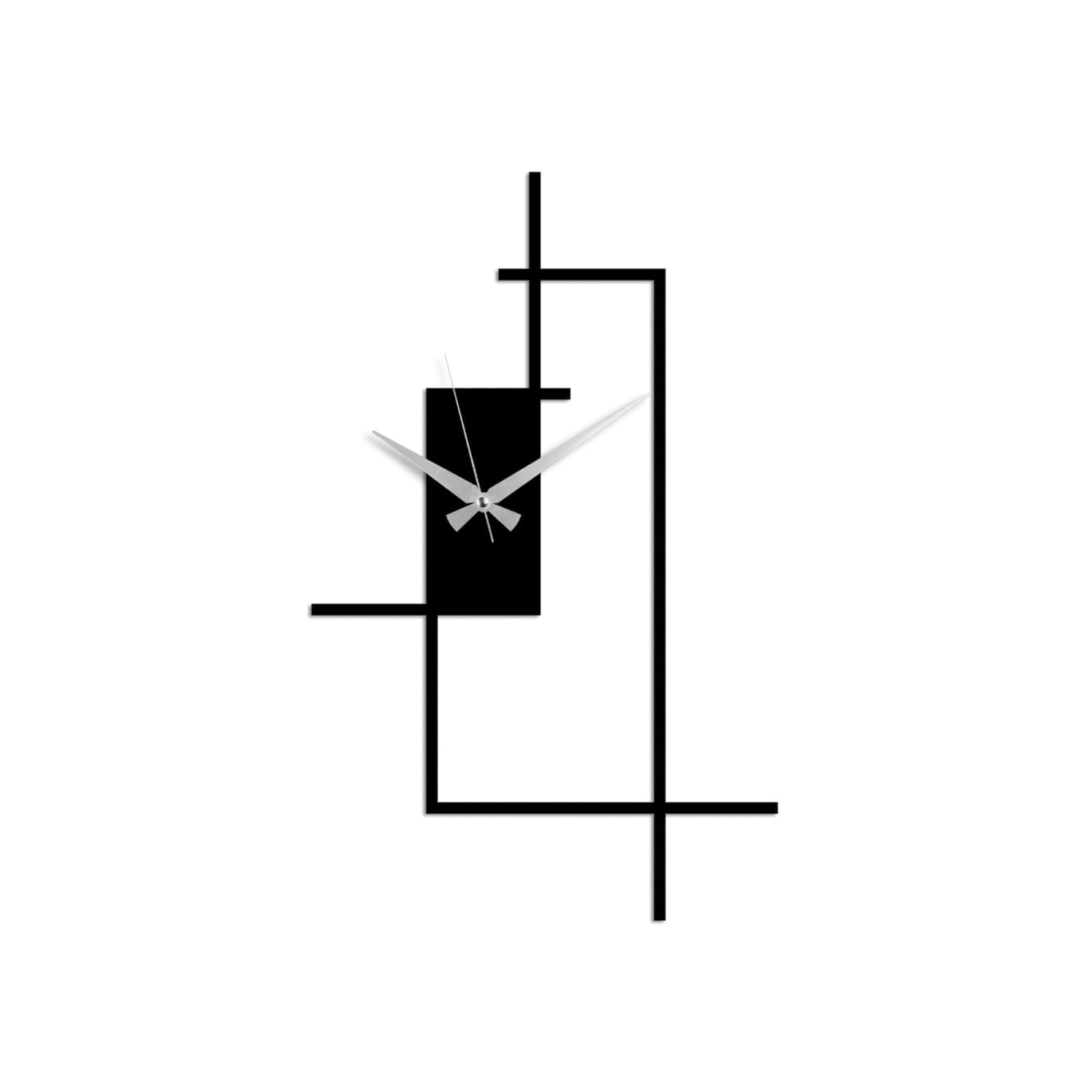 Ceas de perete decorativ, Wallxpert, metal, negru, 49x30 cm