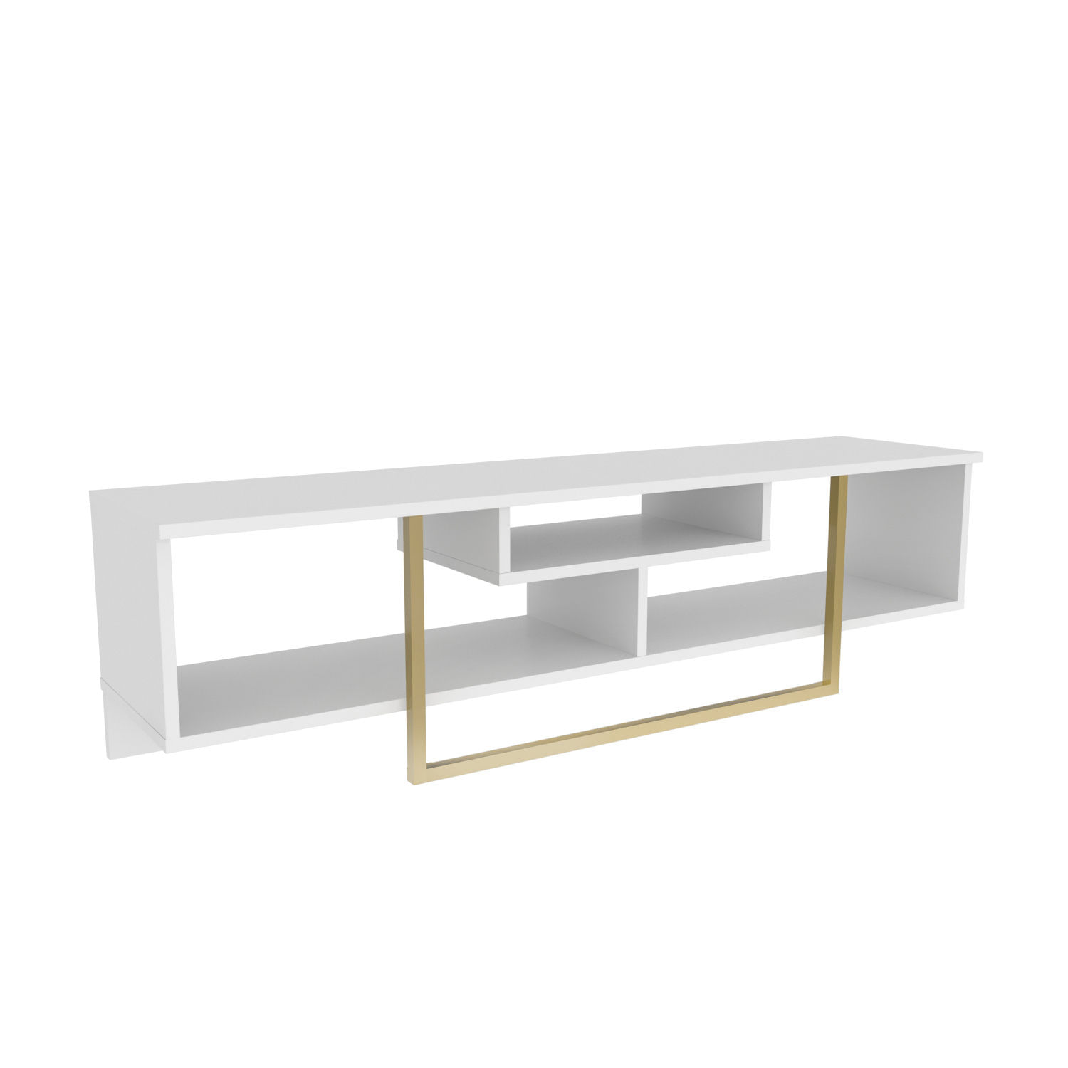 Comoda tv, Hanah Home, pal melaminat, alb auriu, 150x35.2x40 cm — imaginea 2