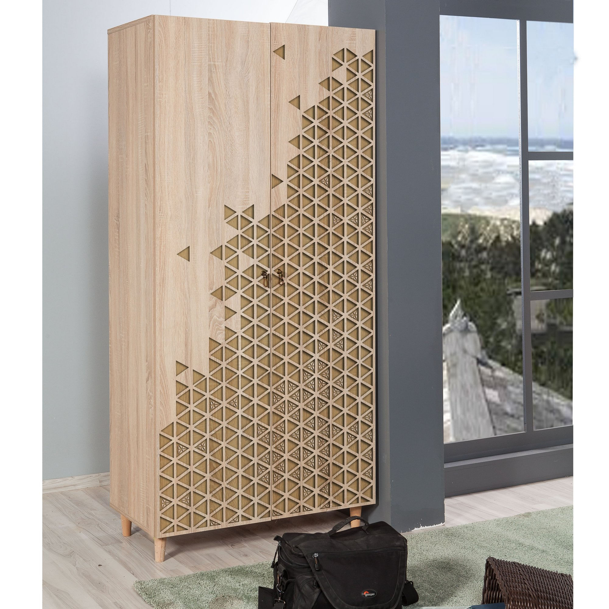 Dulap, Hanah Home, pal melaminat, stejar sonoma, 90x52x192 cm, 863SPH4202 — imaginea 3