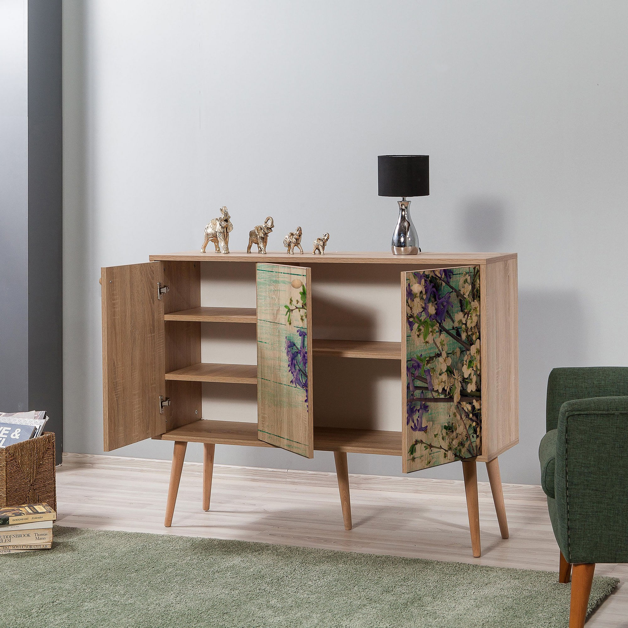 Consola, Hanah Home, pal melaminat, stejar sonoma, 120x36x90 cm, 863SPH3939 — imaginea 6