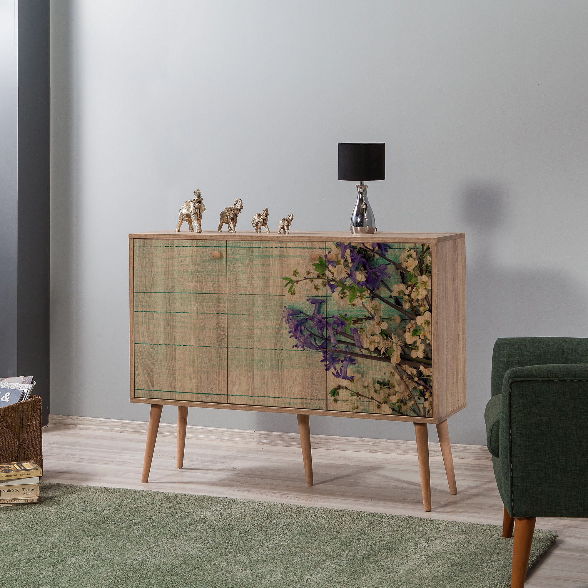 Consola, Hanah Home, pal melaminat, stejar sonoma, 120x36x90 cm, 863SPH3939 — imaginea 7