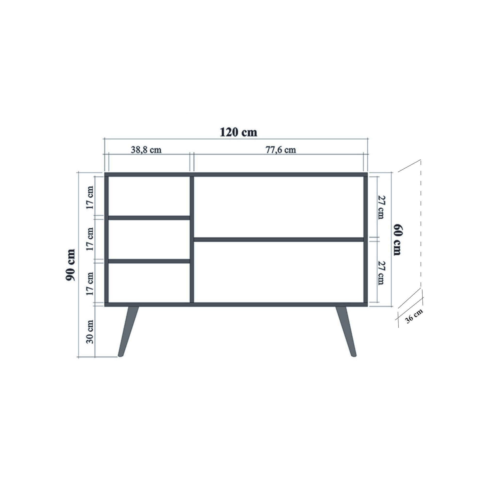 Consola, Hanah Home, pal melaminat, stejar sonoma, 120x36x90 cm, 863SPH3939 — imaginea 8